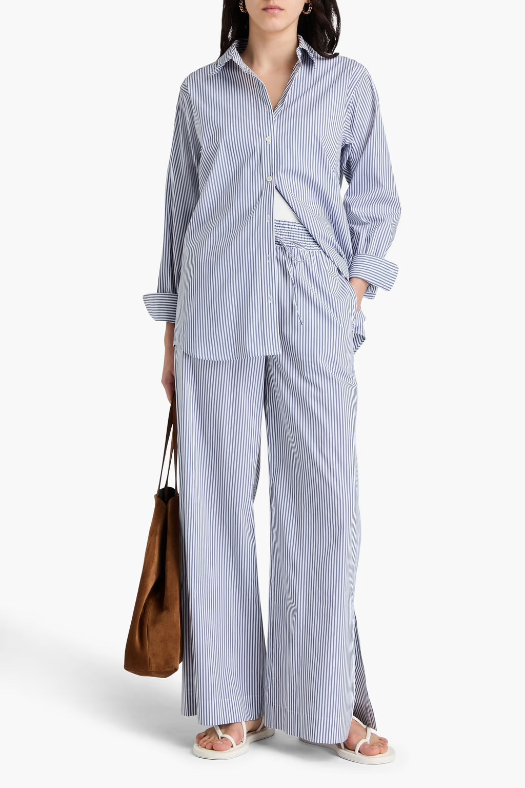Striped Cotton-Blend Poplin Shirt