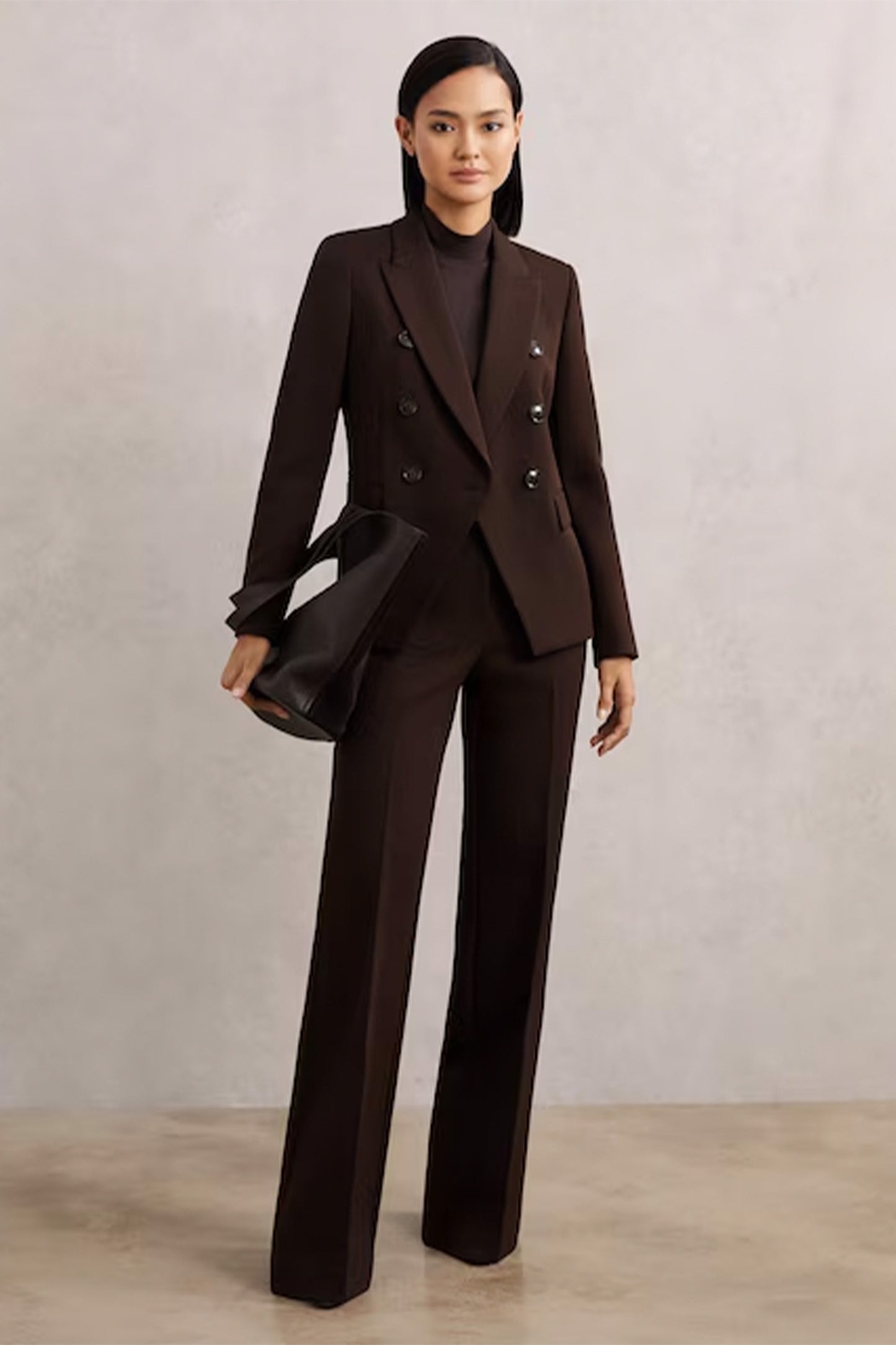 Double-Breasted Suit Blazer and trousers in Chocolate Brown
