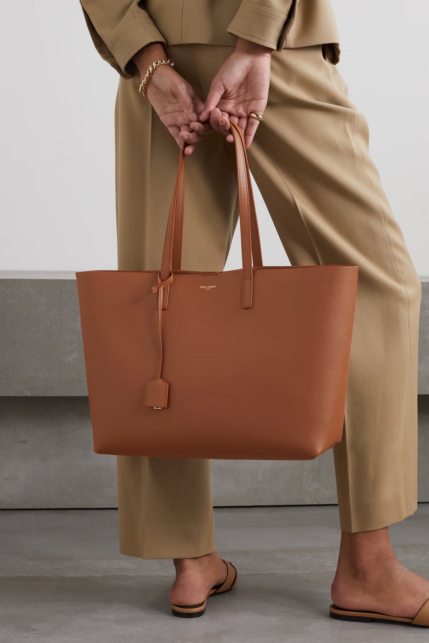 East/West leather tote