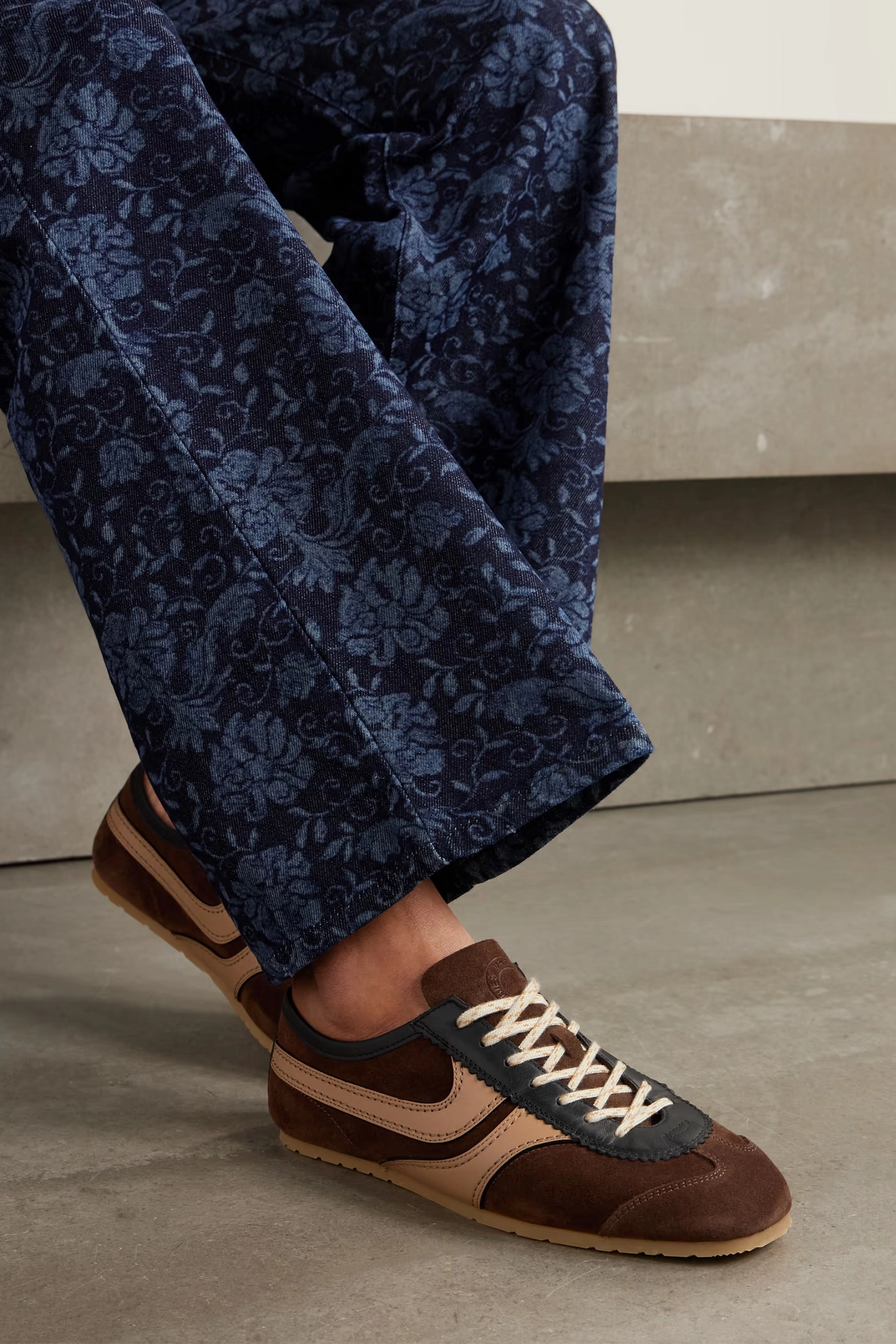 Leather-Trimmed Suede Sneakers