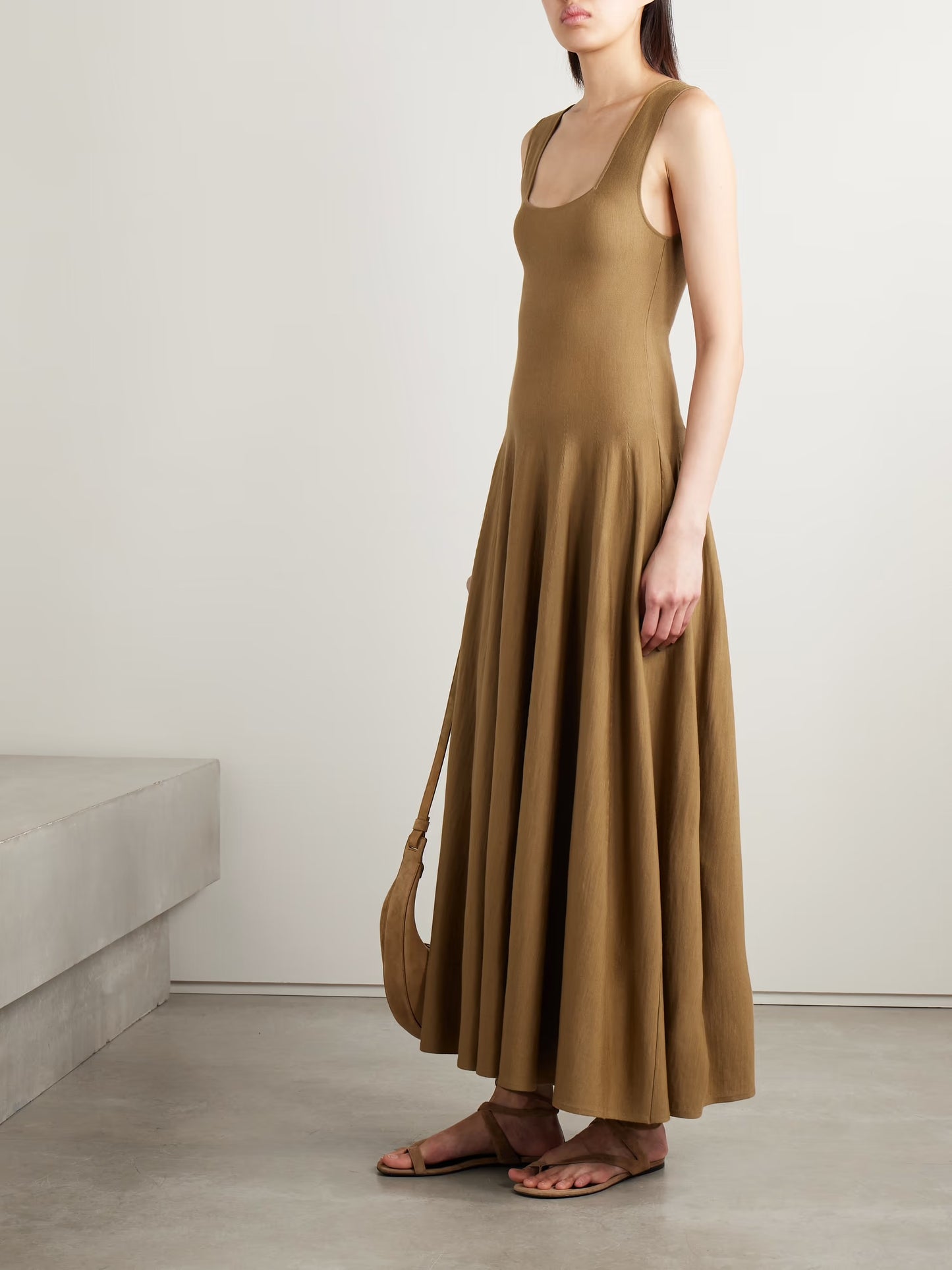 Jodie Pleated Wool Midi Dress