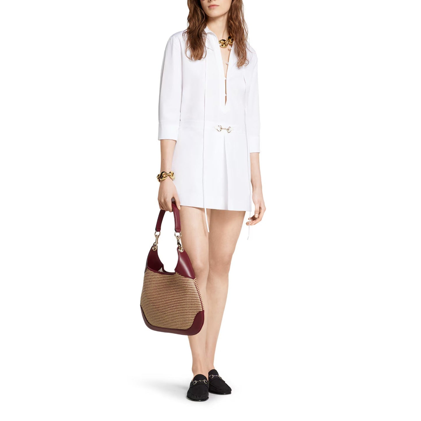 Cotton Poplin Shirt Dress with Horsebit