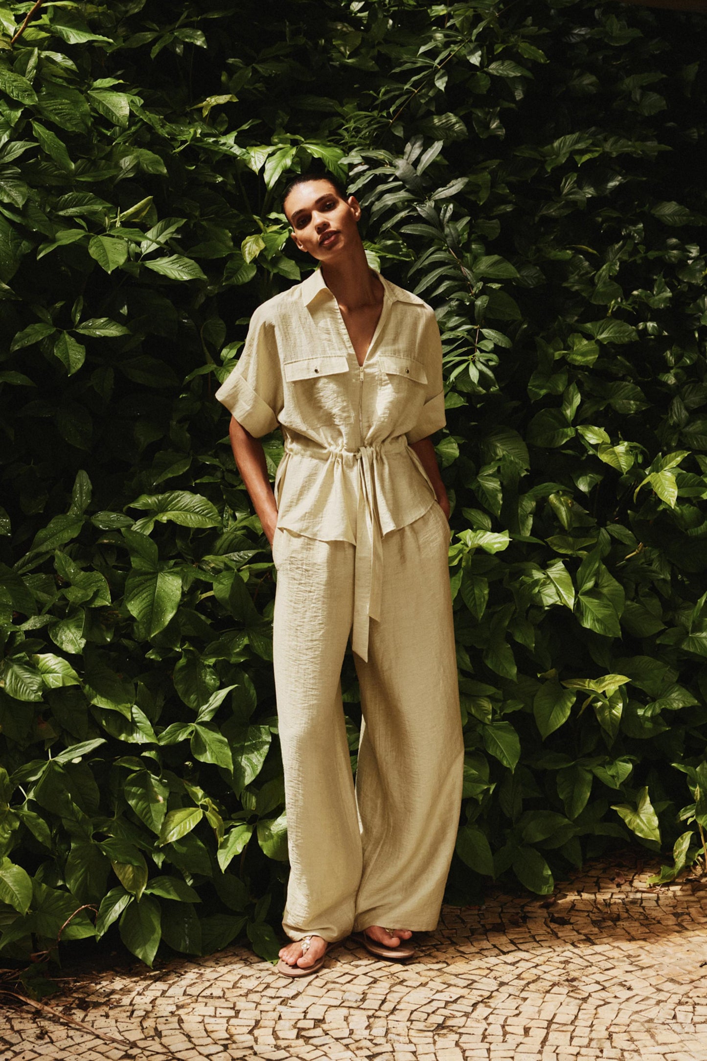 Safari Shirt + Wide Leg Trousers Set