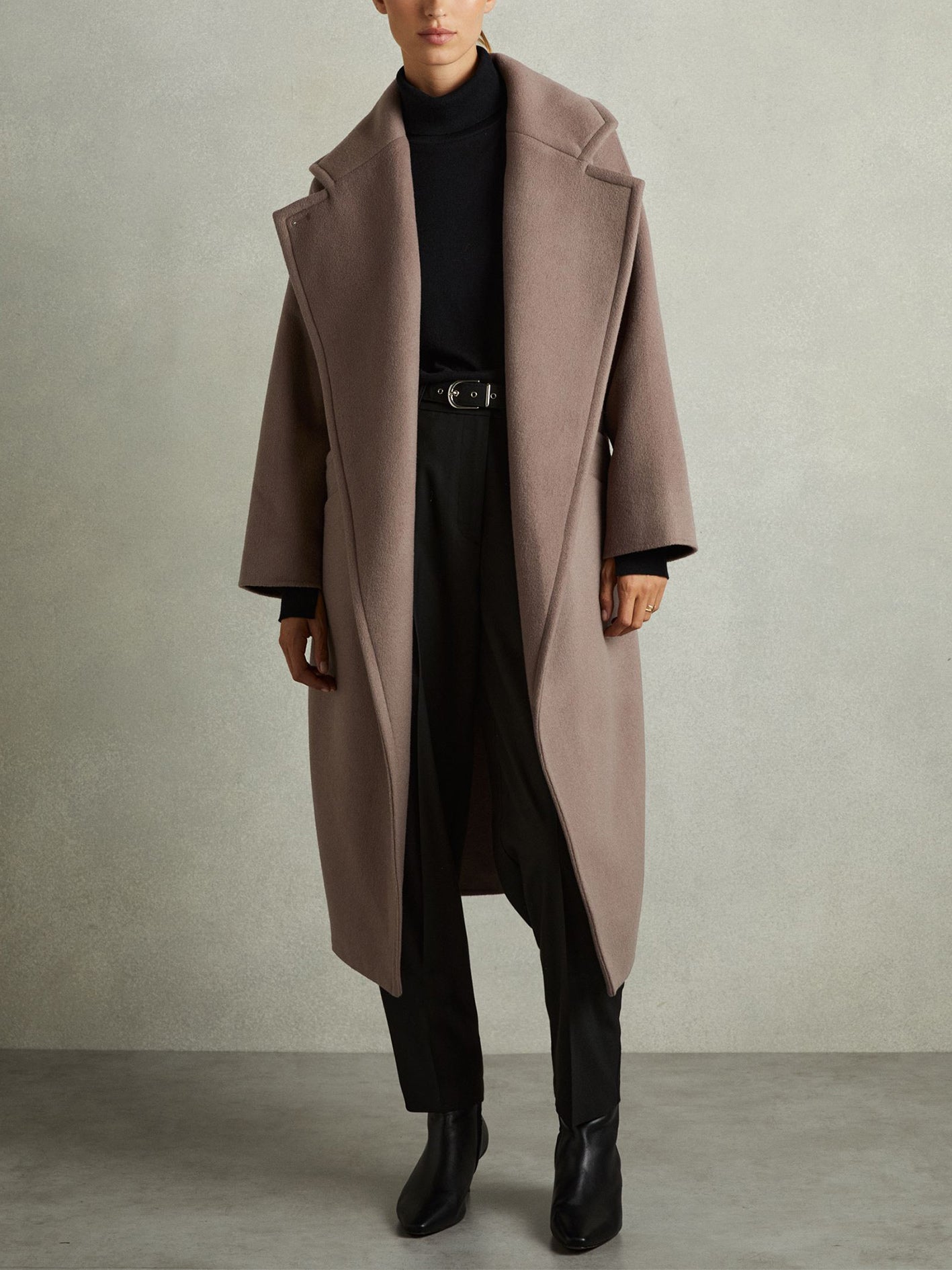 Petite Wool-Blend Blindseam Coat in Mink Neutral