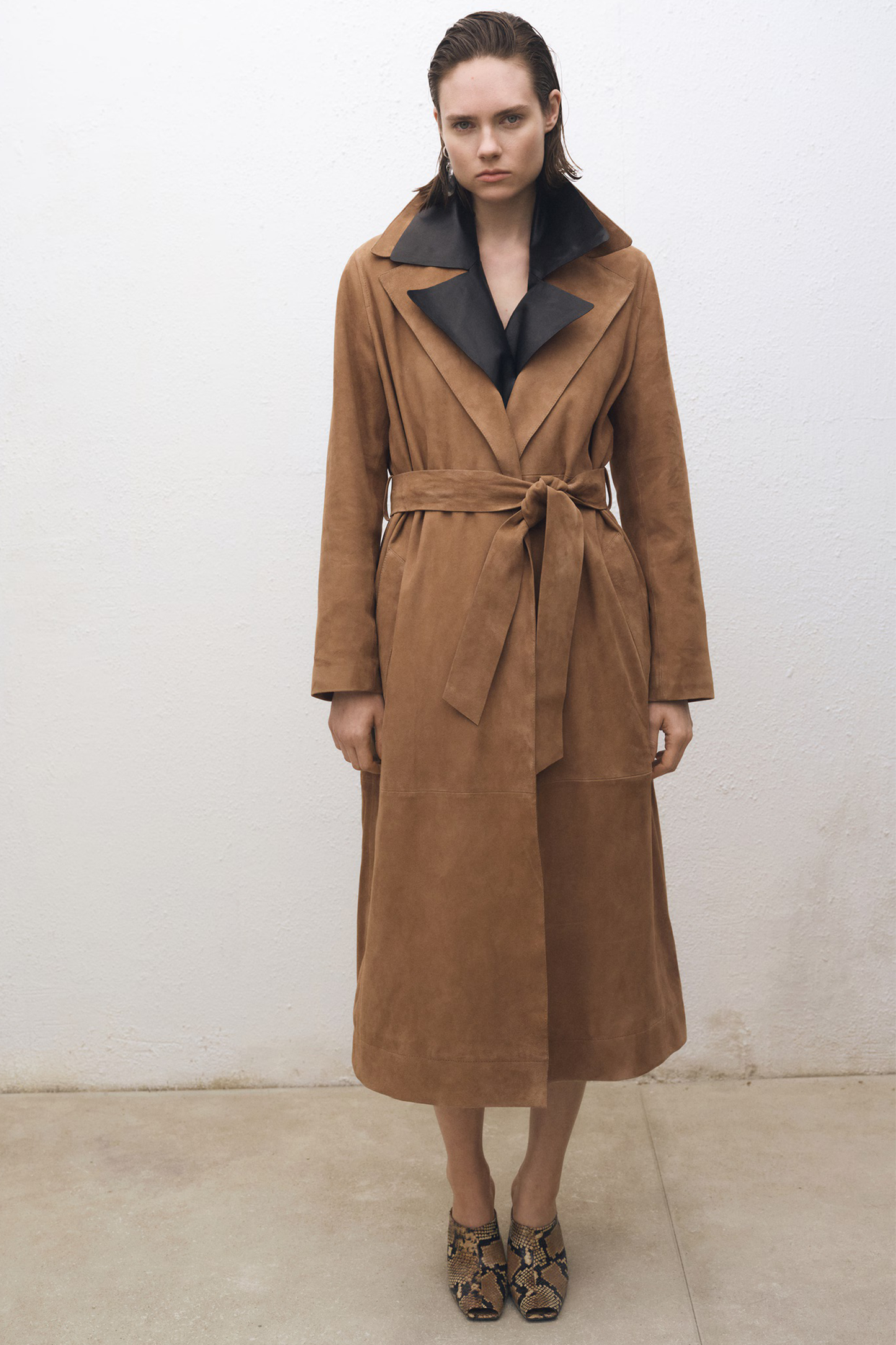Belted Suede Trench Coat