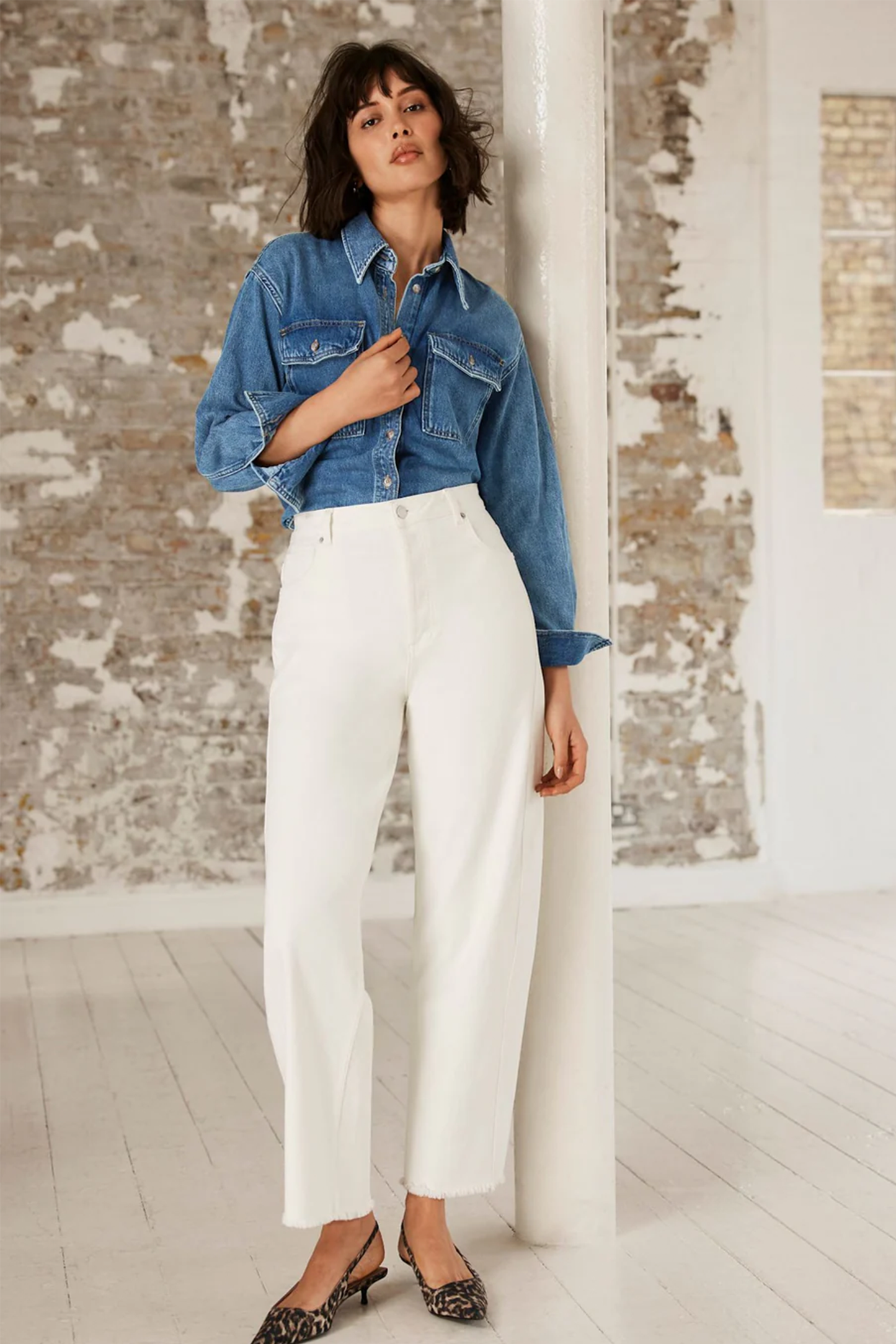 White Barrel Leg Jeans