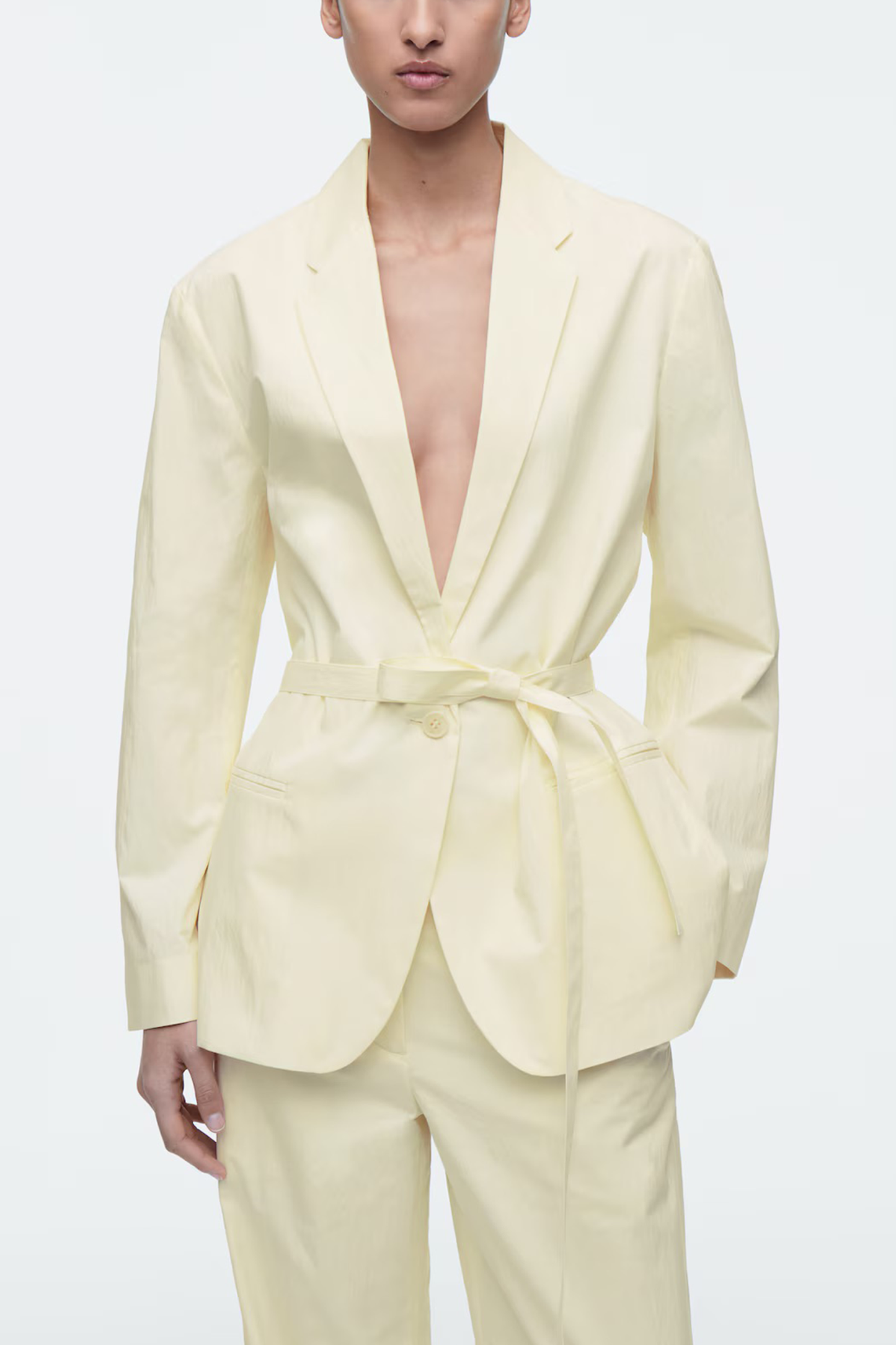 Tie-Waist Cotton Blazer