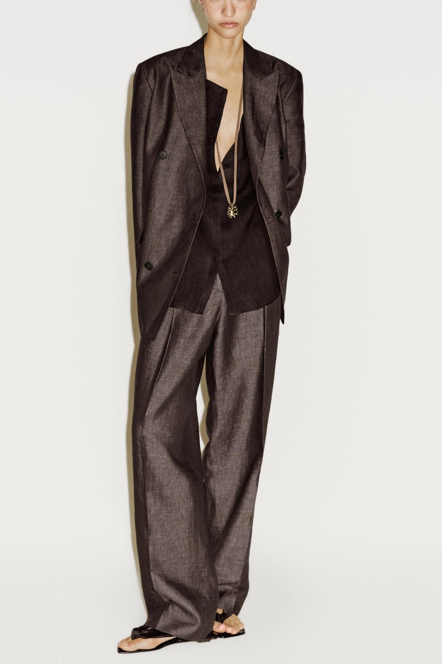 Melange Linen Darted Trousers - Limited Edition