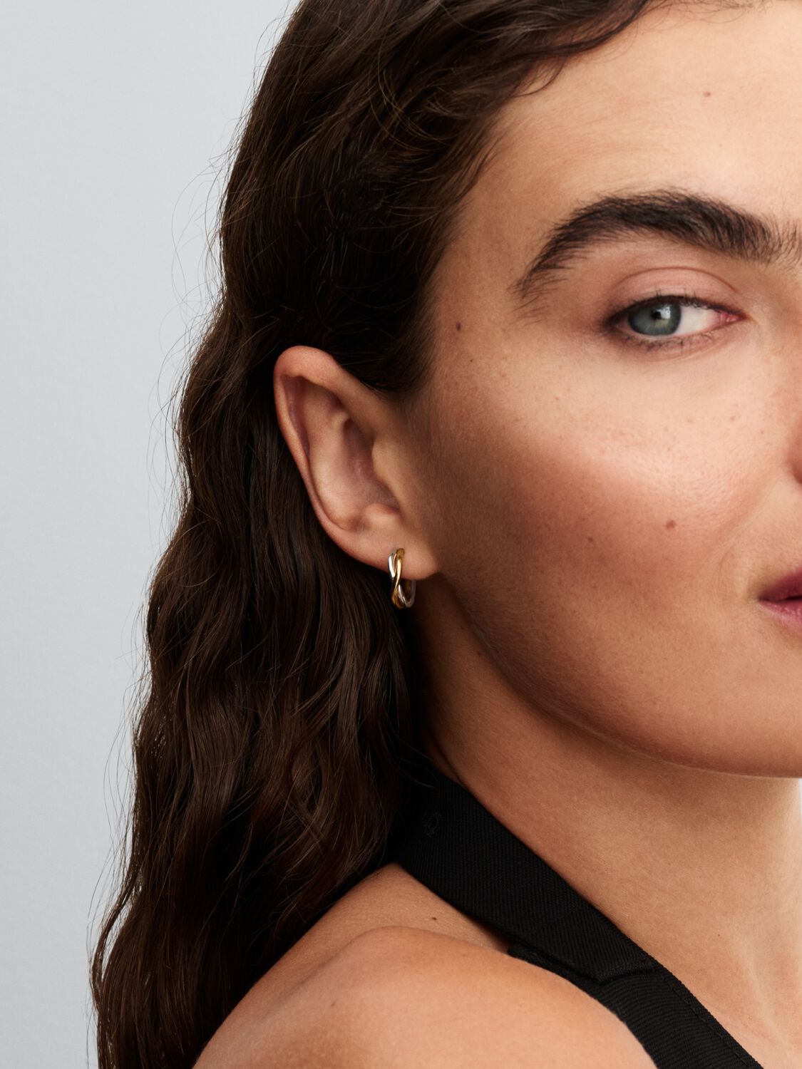 Organically Shaped Two-tone Open Hoop Earrings