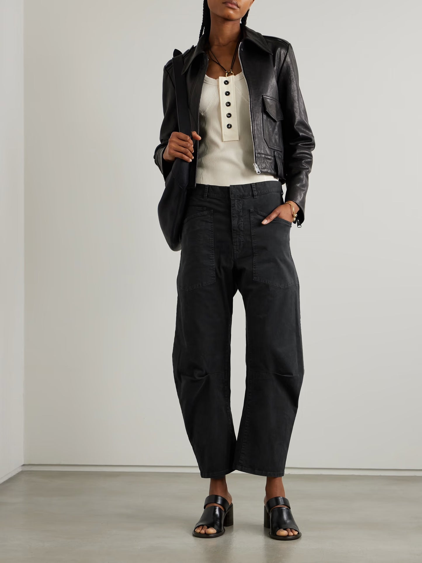 Shon Cotton-blend Twill Barrel-leg Pants