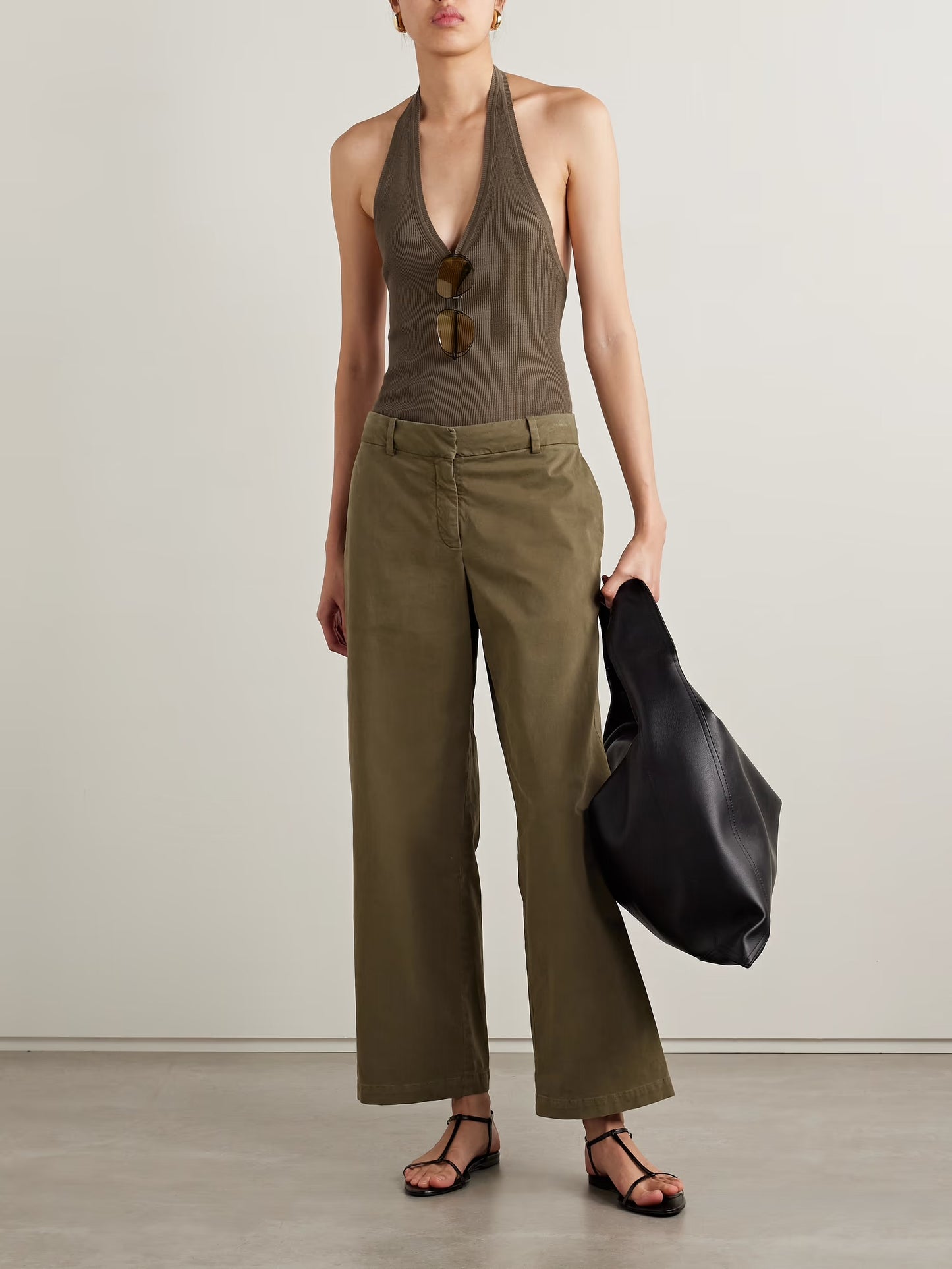 Nohan Brushed Cotton-blend Twill Wide-leg Pants