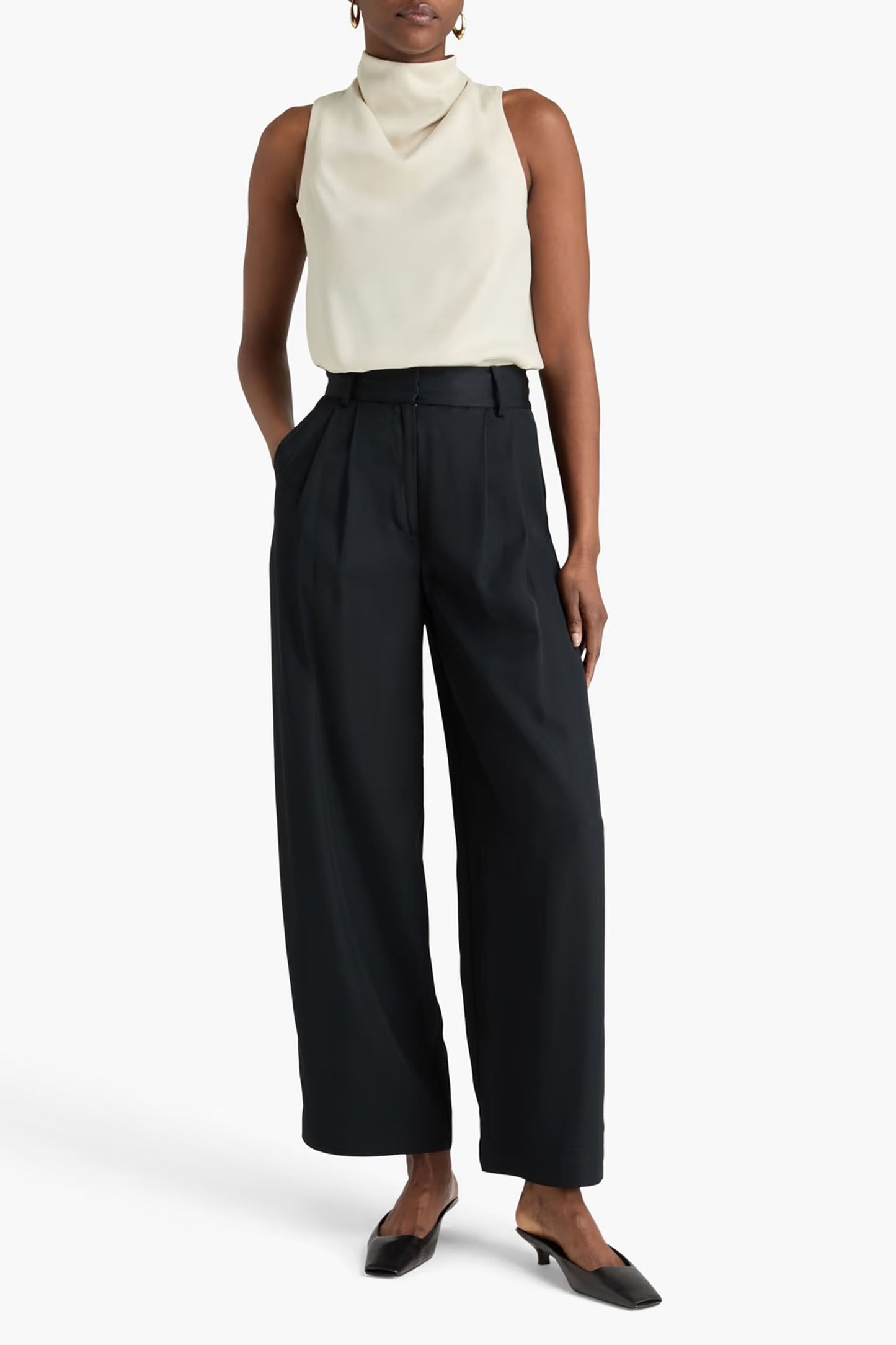 Piscali Pleated Satin Tapered Pants