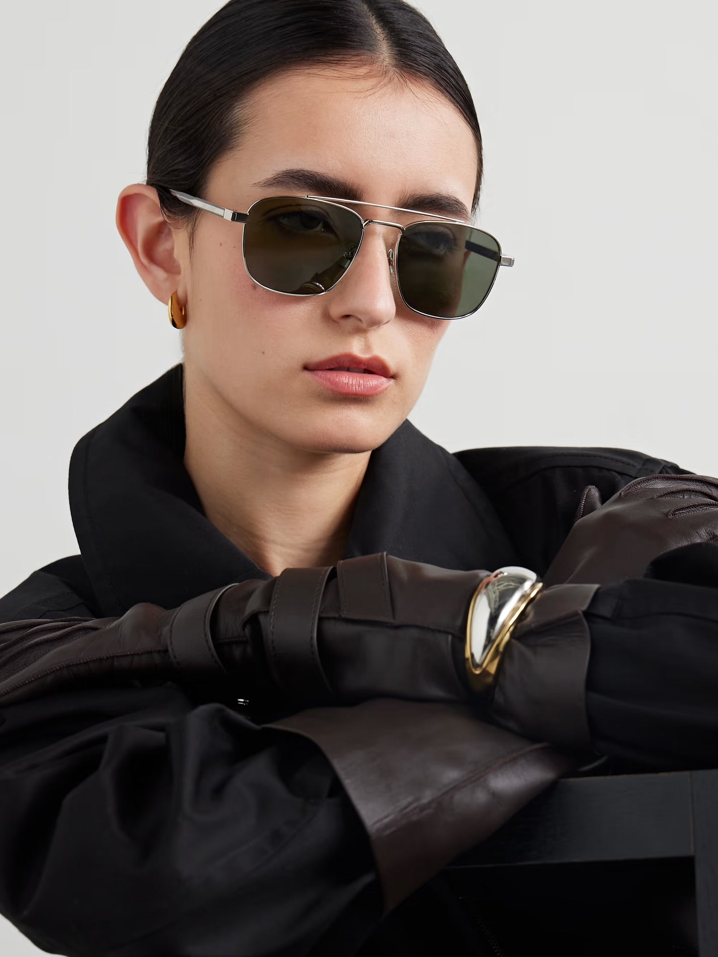 Aviator-Style Acetate and Silver-Tone Sunglasses