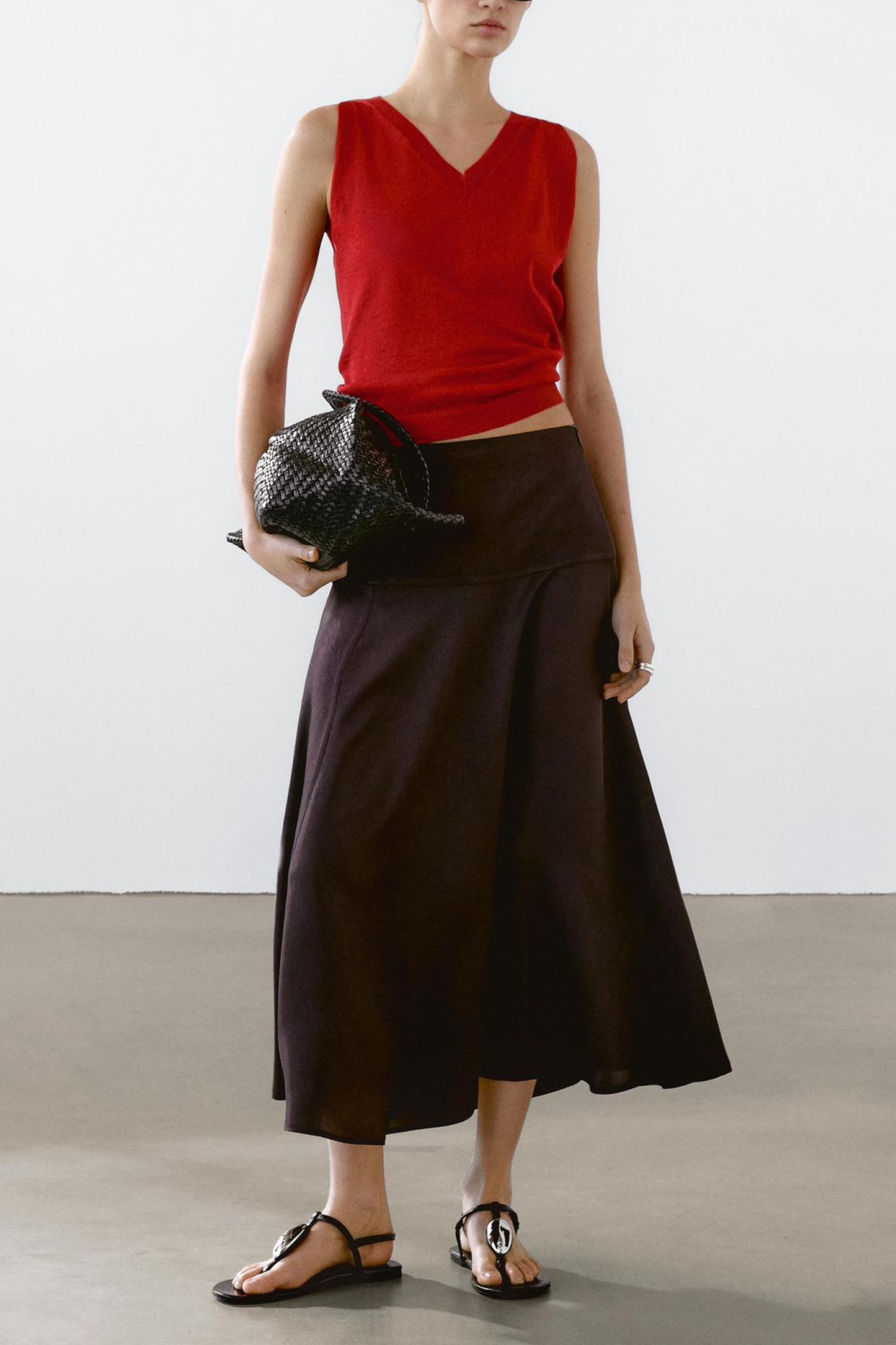 Linen Blend V-Neck Top