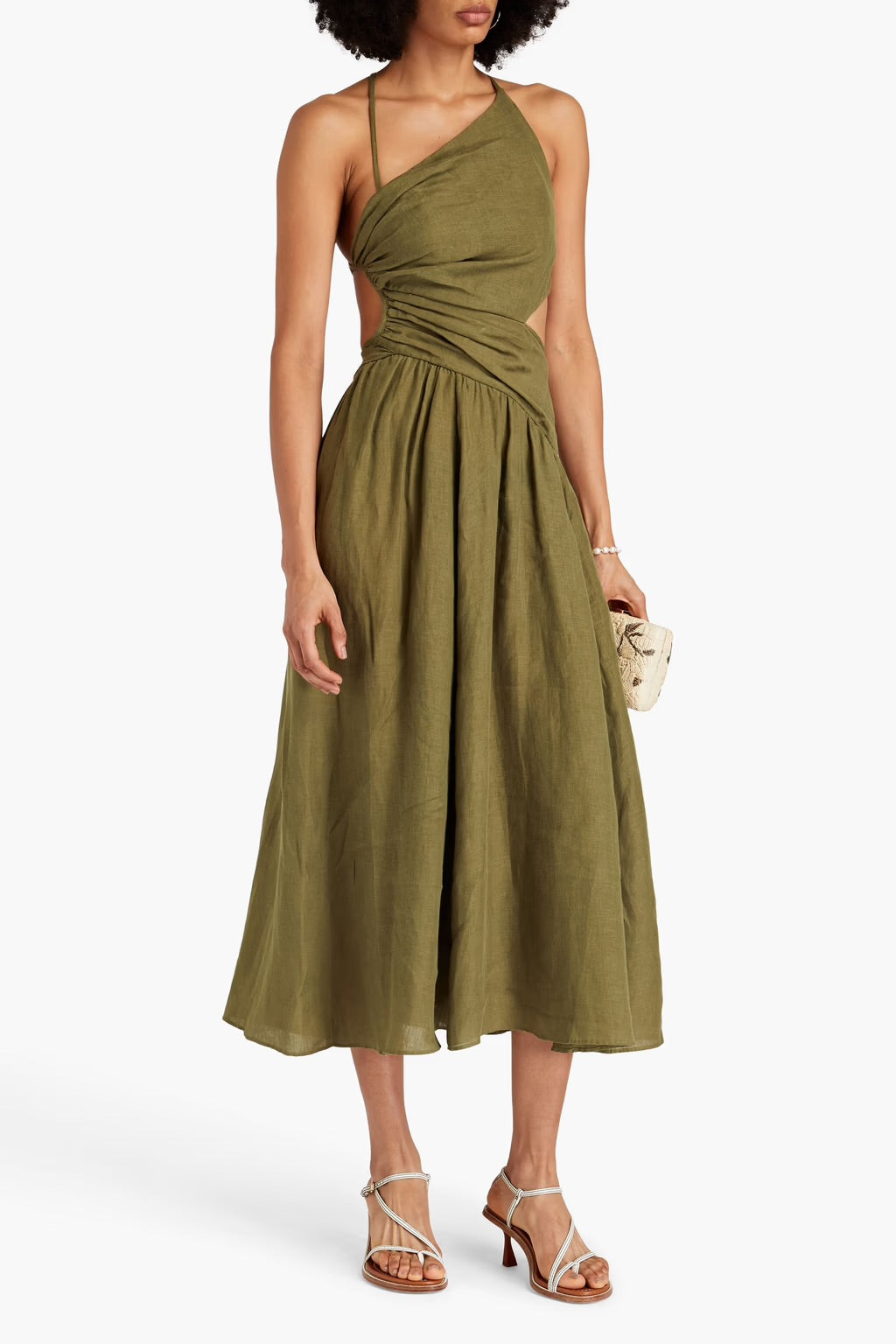 Cutout Linen Midi Dress