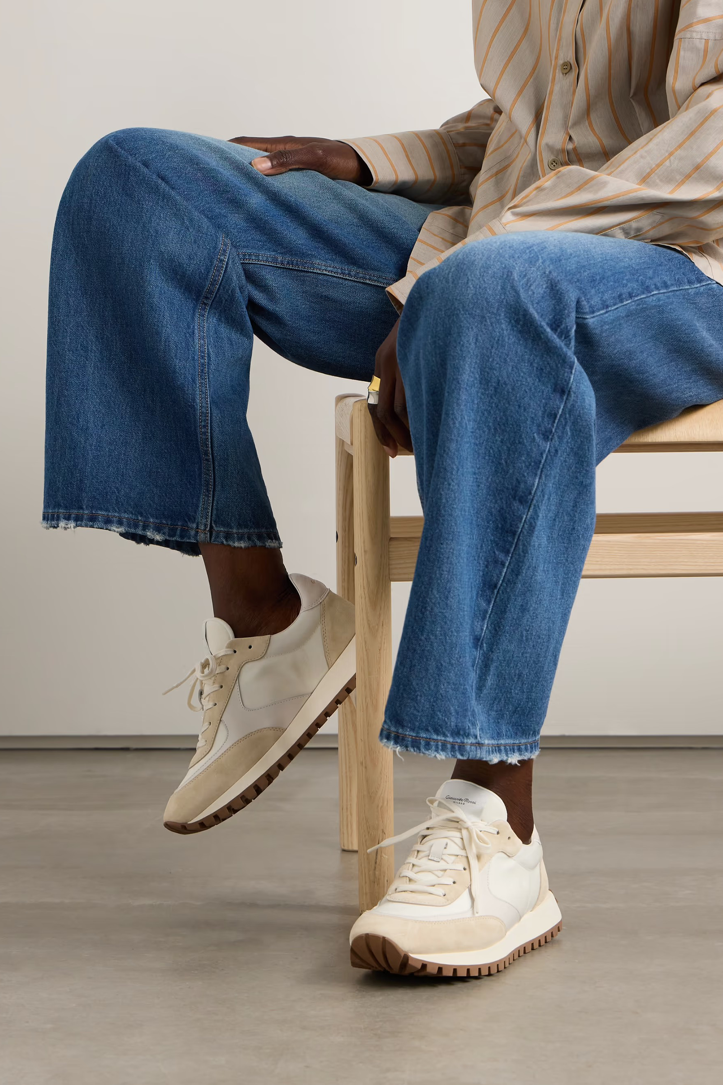 Gravel Suede Leather and Shell Sneakers