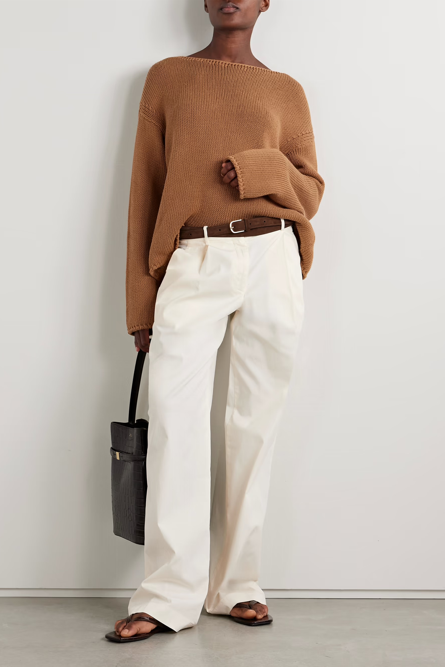 Pleated Organic Cotton-Blend Poplin Wide-Leg Pants