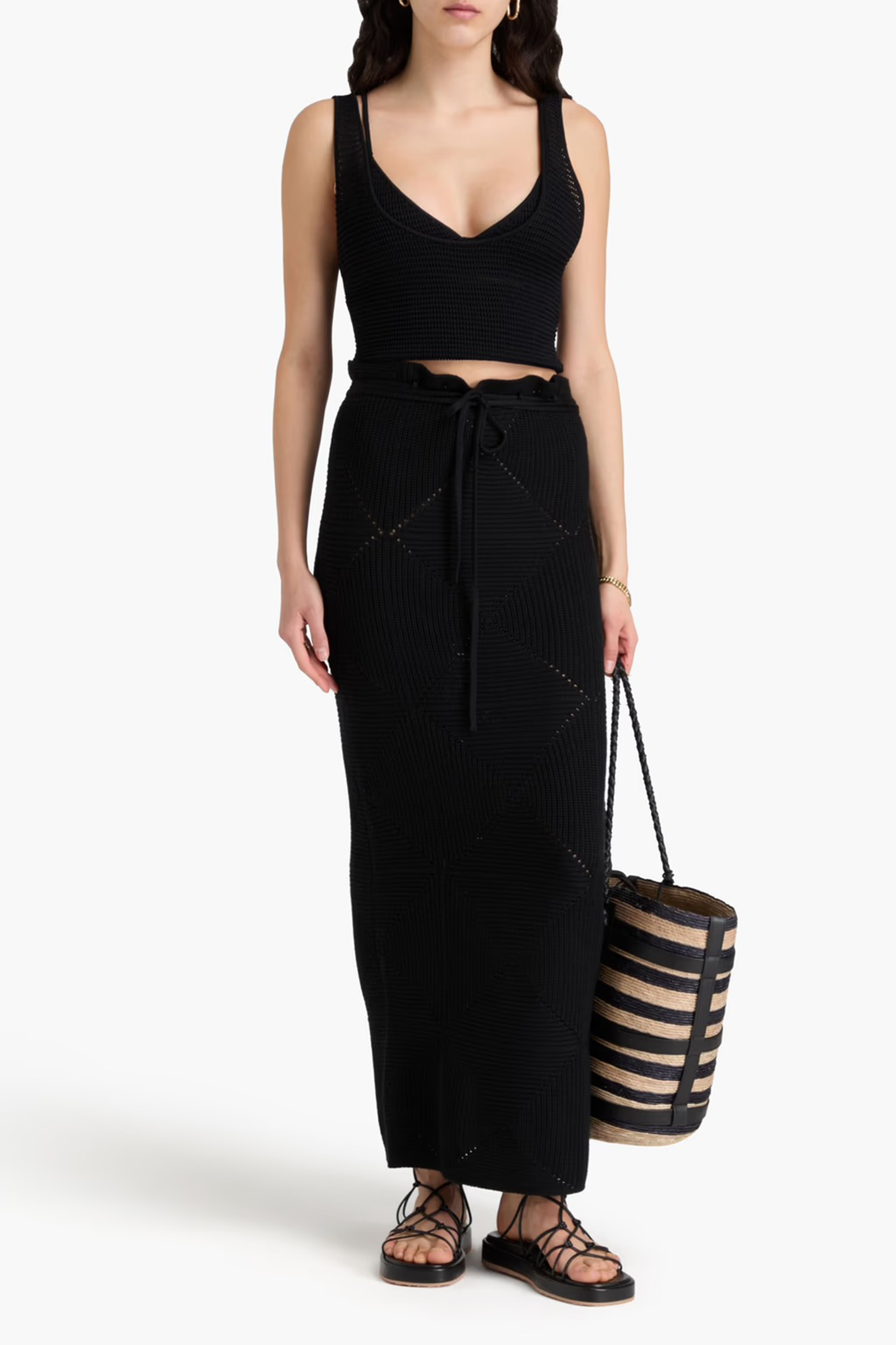 Ribbed Wool And Silk-Blend Maxi Skirt