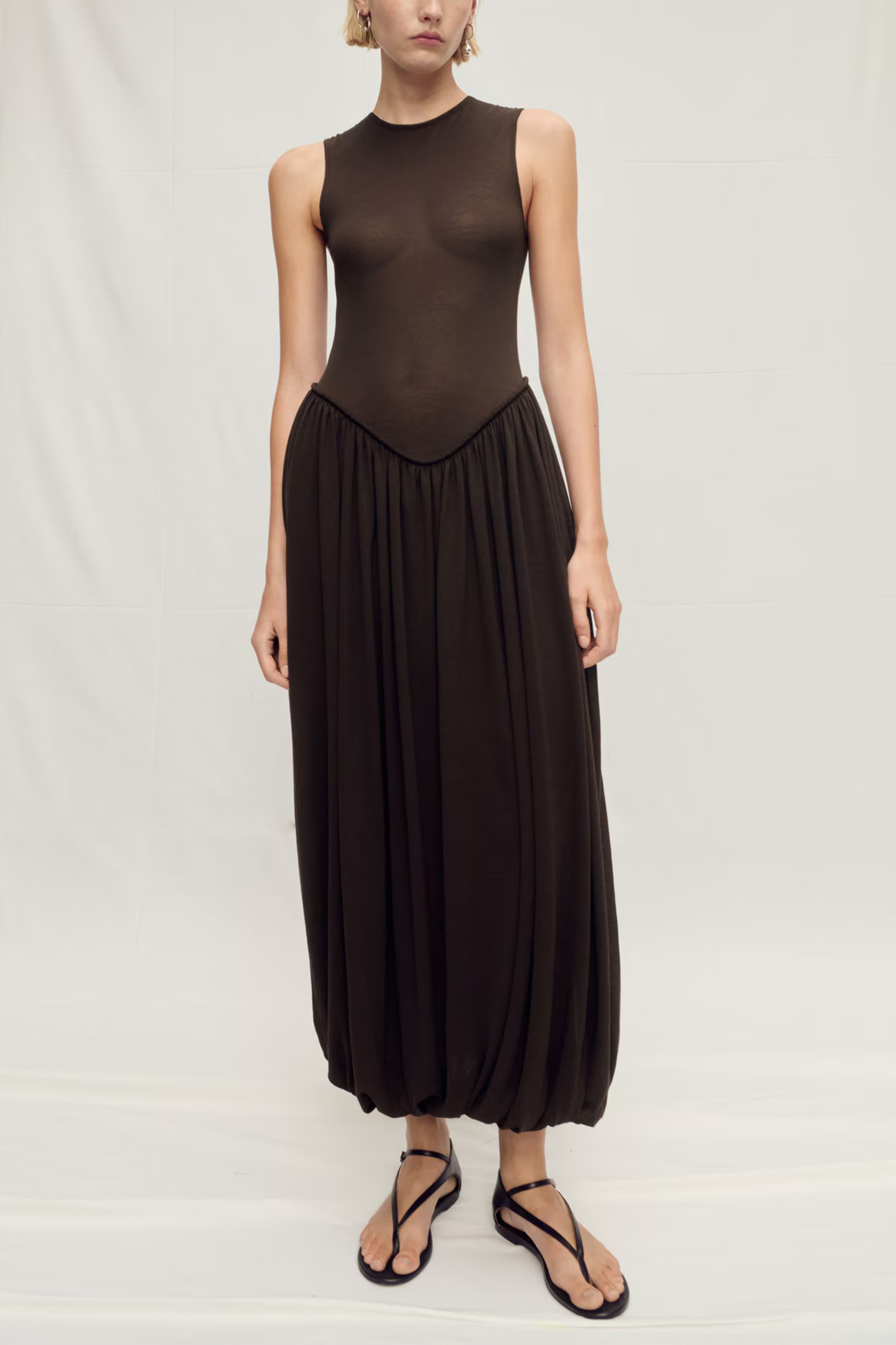 Semi-Transparent Dress With Puffed Hem
