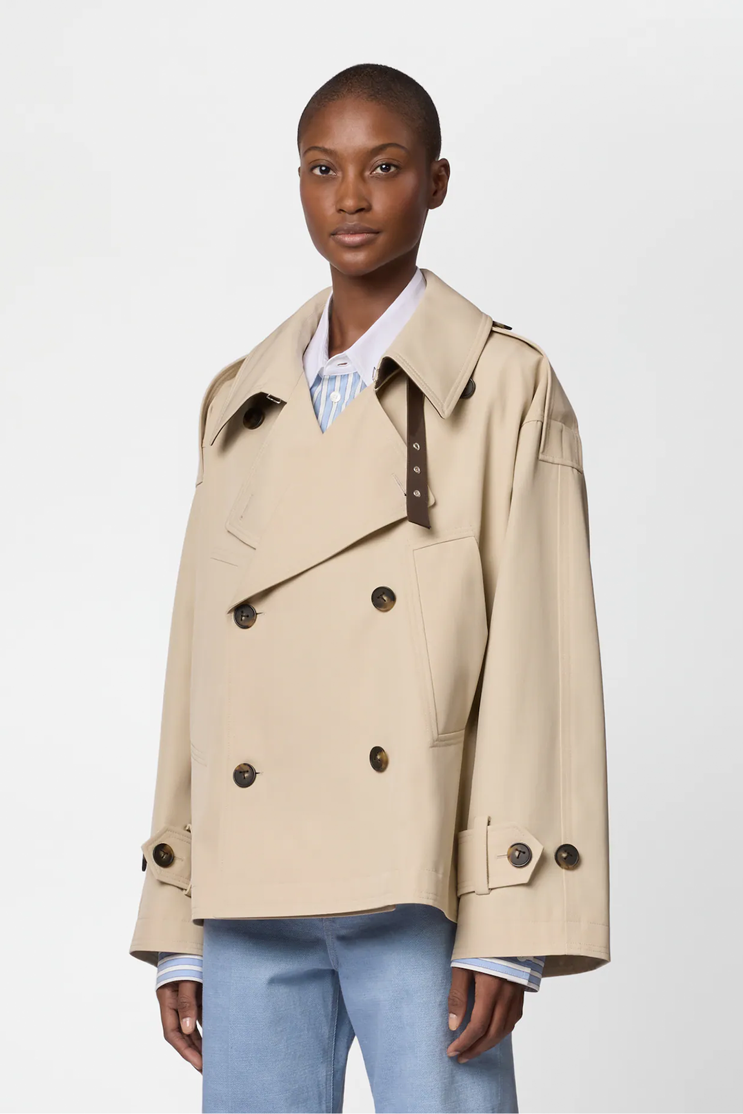 Wool Blend Short Trench Coat