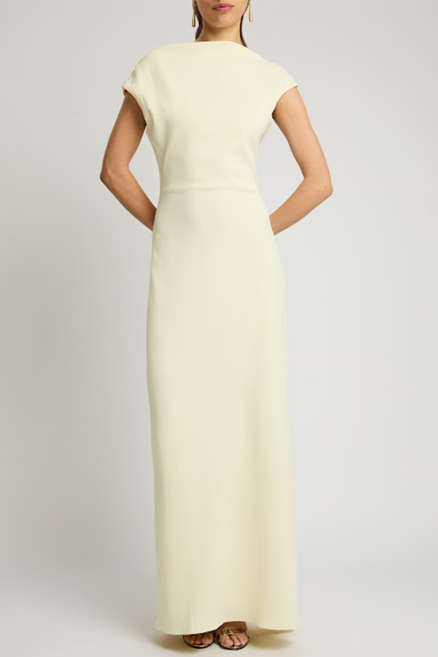 Drape Back Twill Maxi Dress