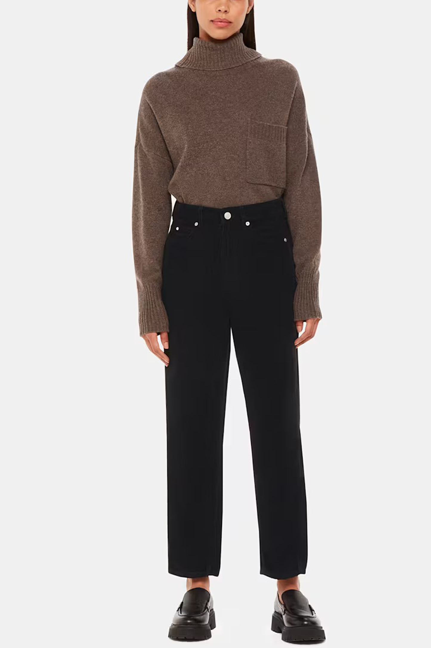 Black High Waist Cord Barrel Jean