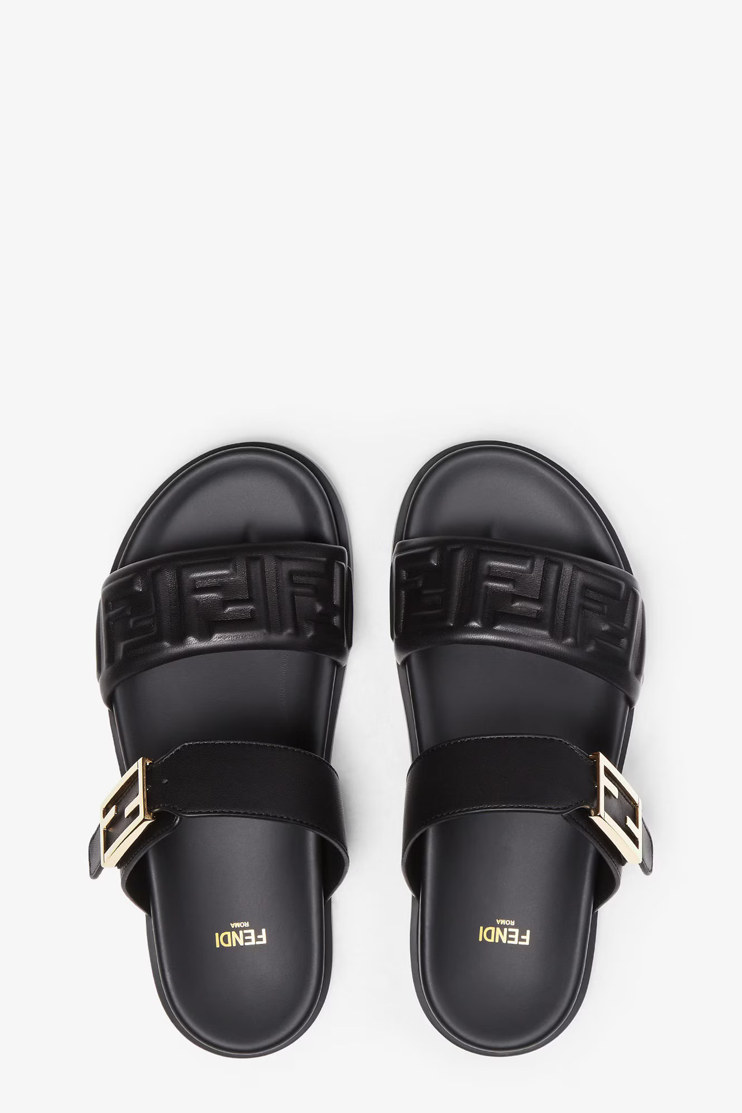 Black Nappa Leather Slides