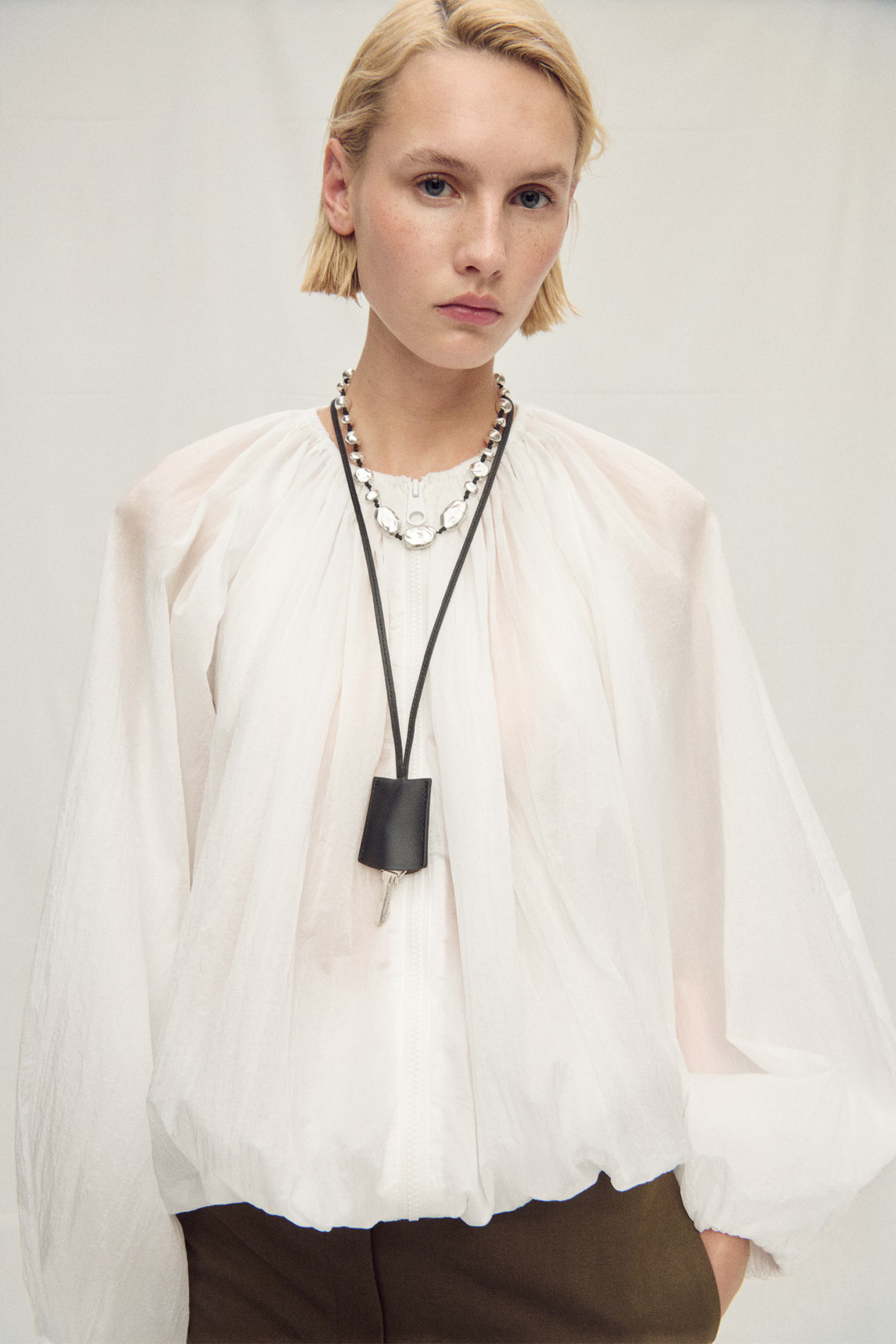 Gathered Semi-Transparent Jacket