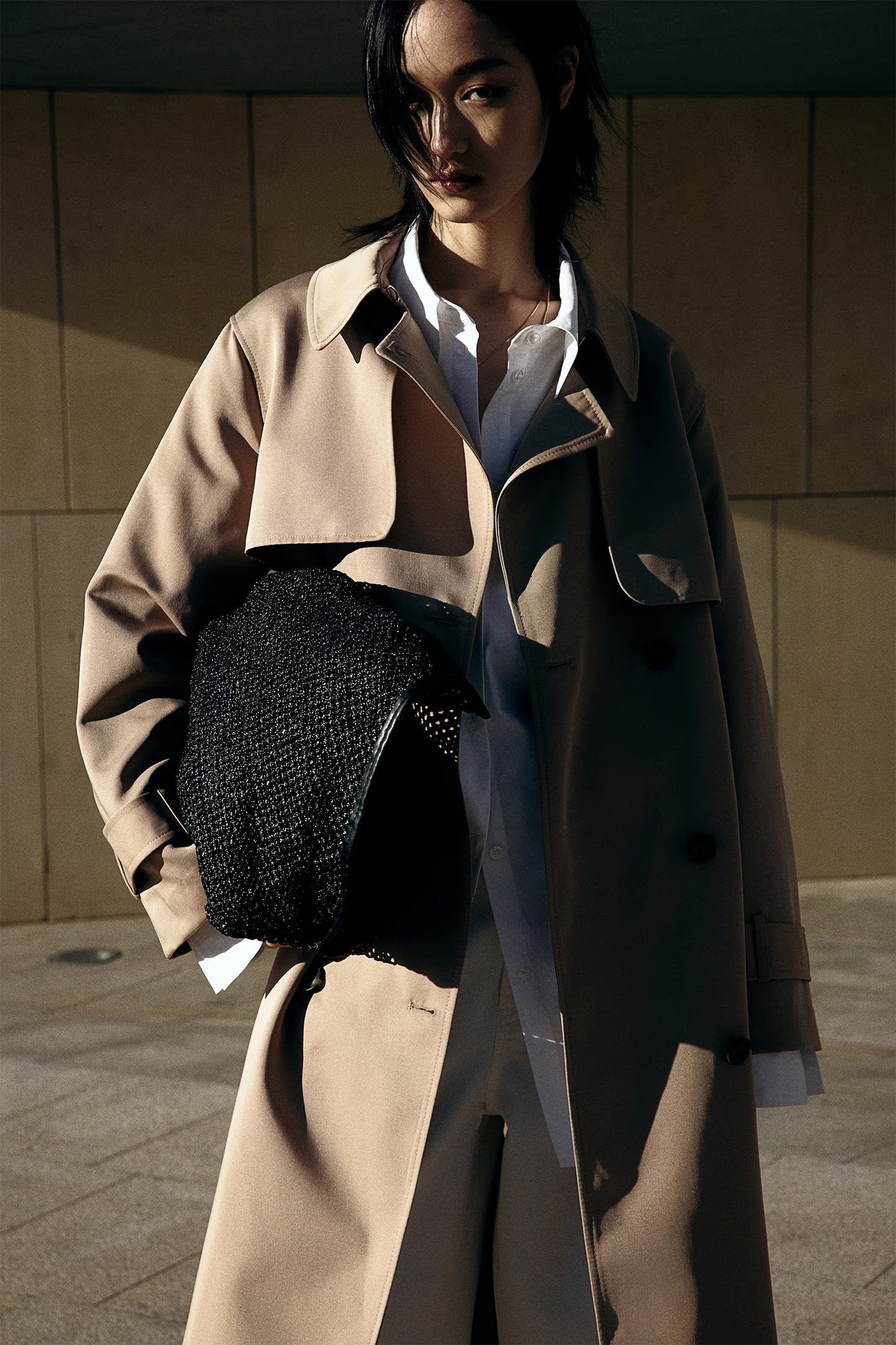 Double-Breasted Twill Trench Coat