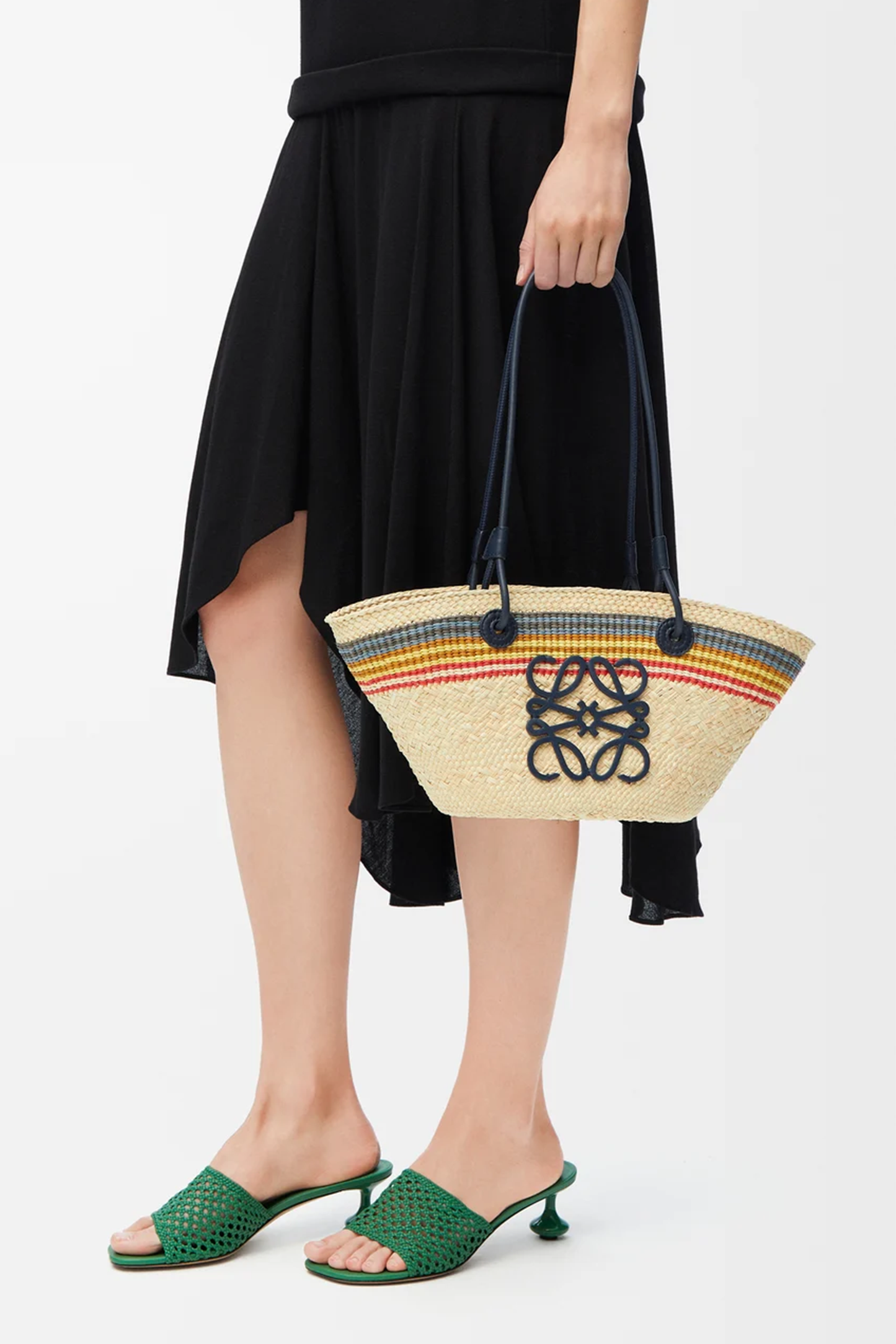 Small Anagram Basket in Iraca Palm and Calfskin