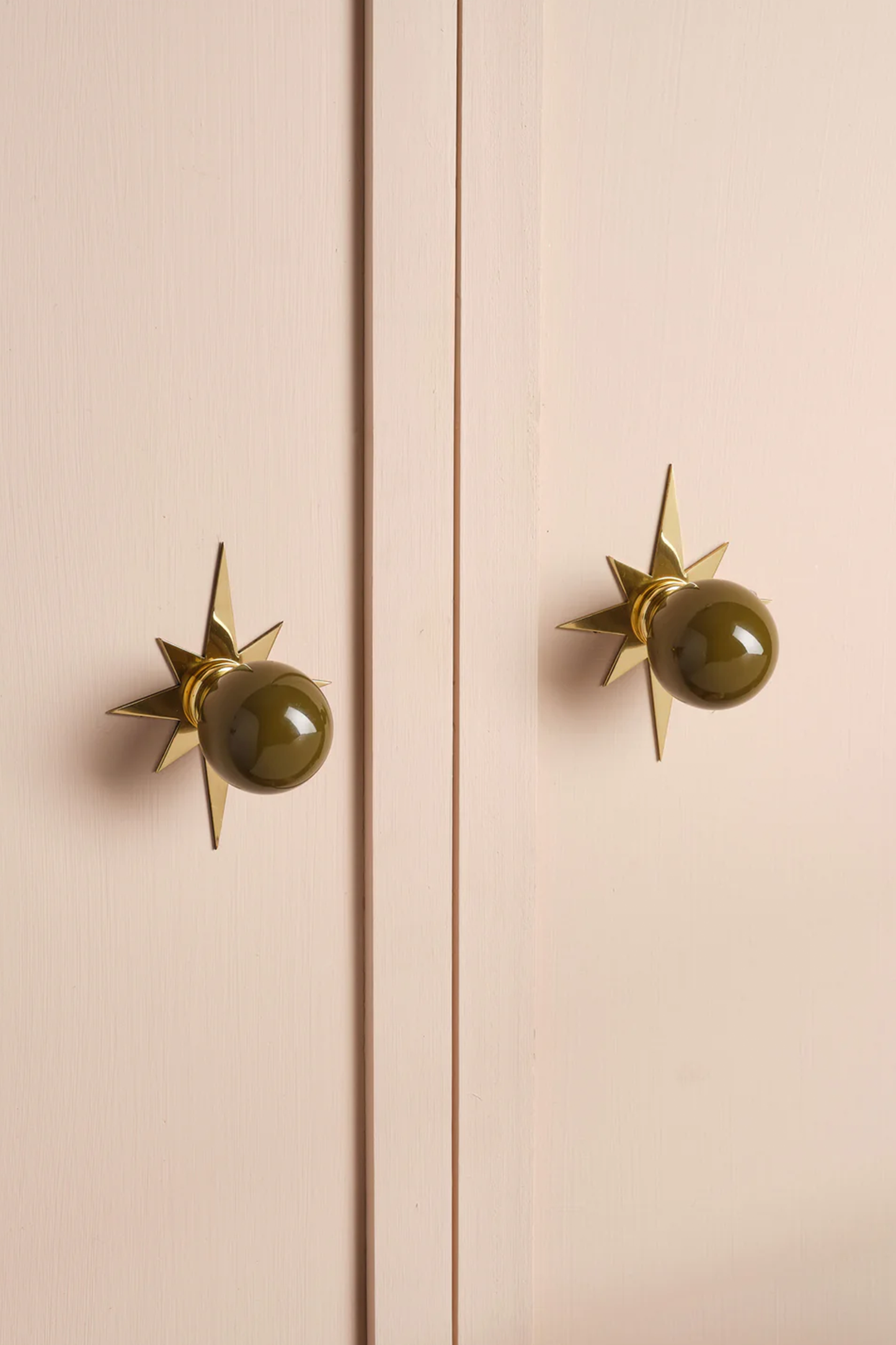 Coloured Knob, Khaki, Brass