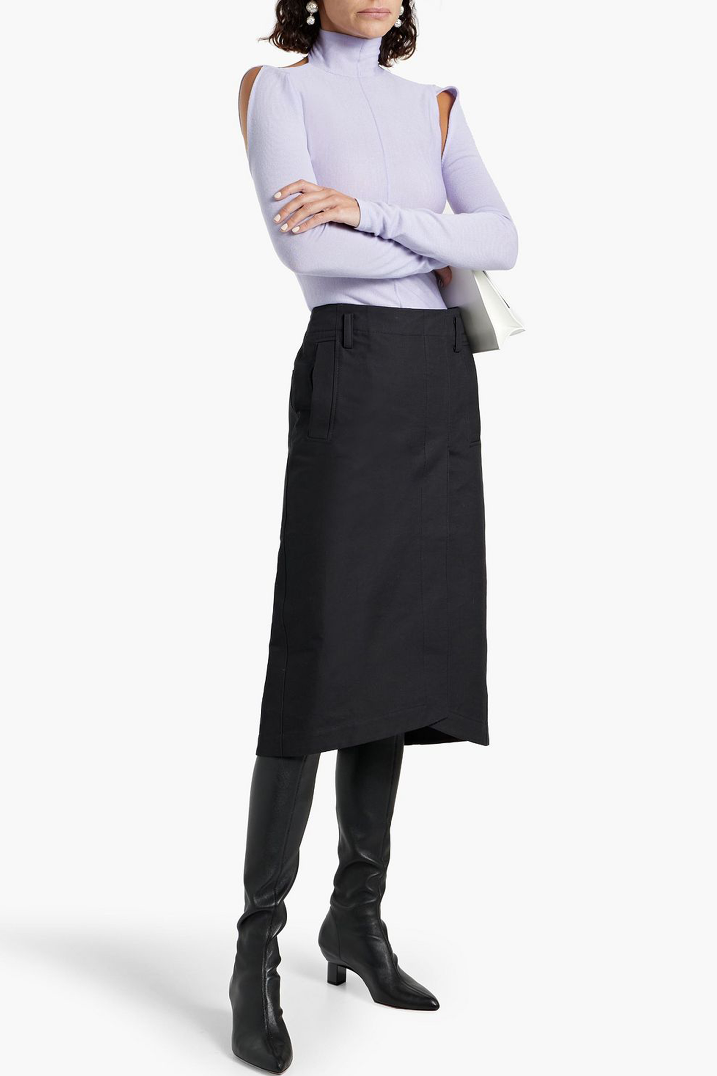 Wrap-Effect Cotton Skirt