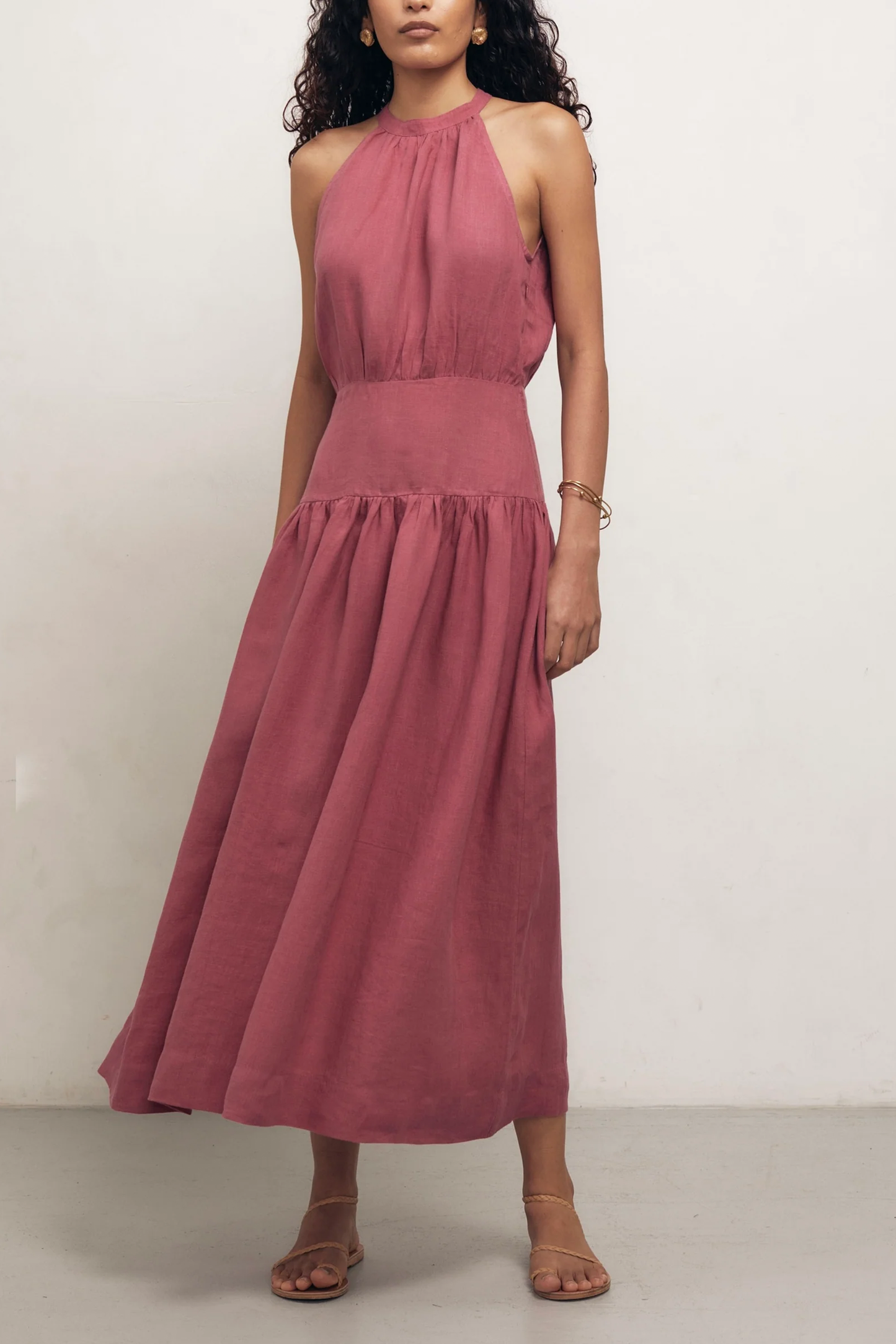 Priti- Rasberry Linen Dress