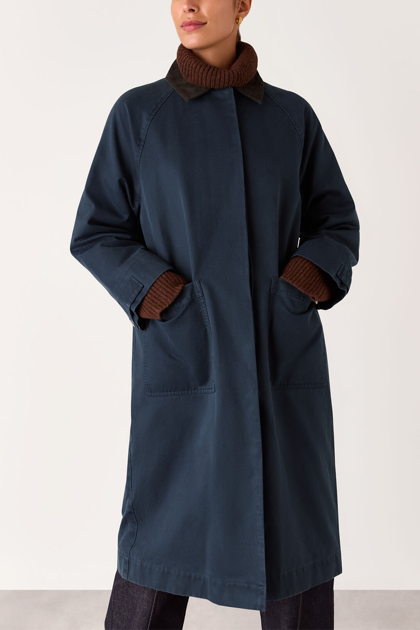 Navy Gabriella Waxed Overcoat