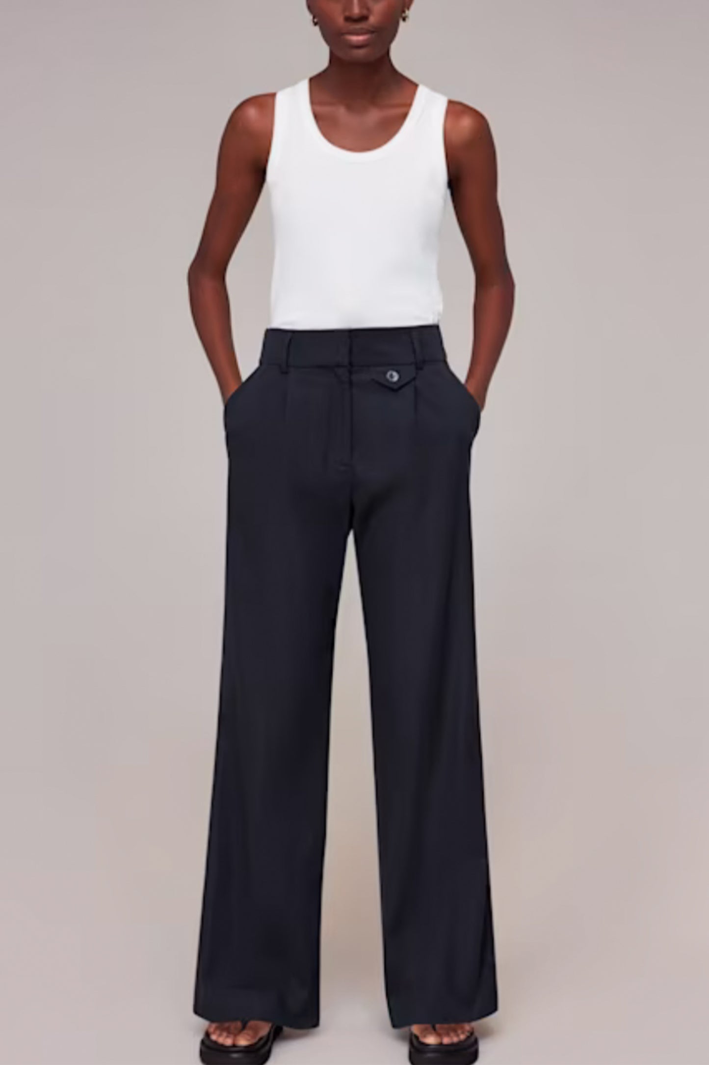 Navy Tess Full Length Trouser