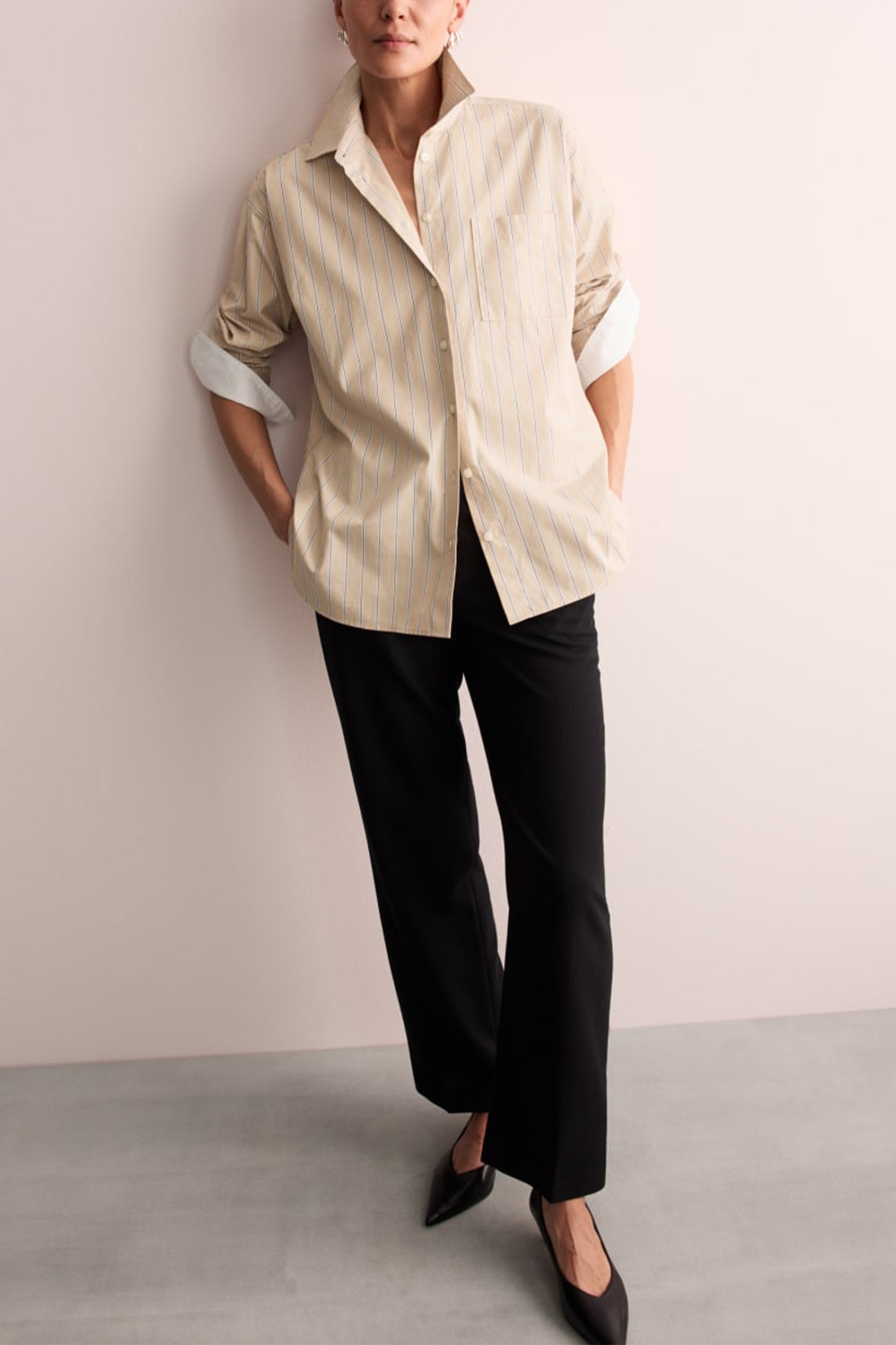 Pure Cotton Striped Collared Shirt
