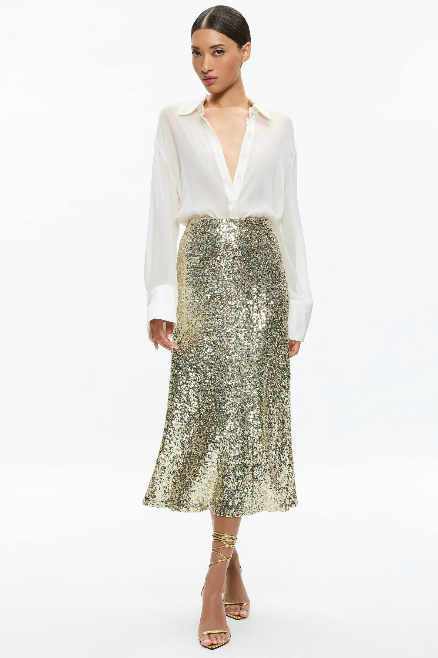 Maeve Sequin Kick Flare Slip Skirt