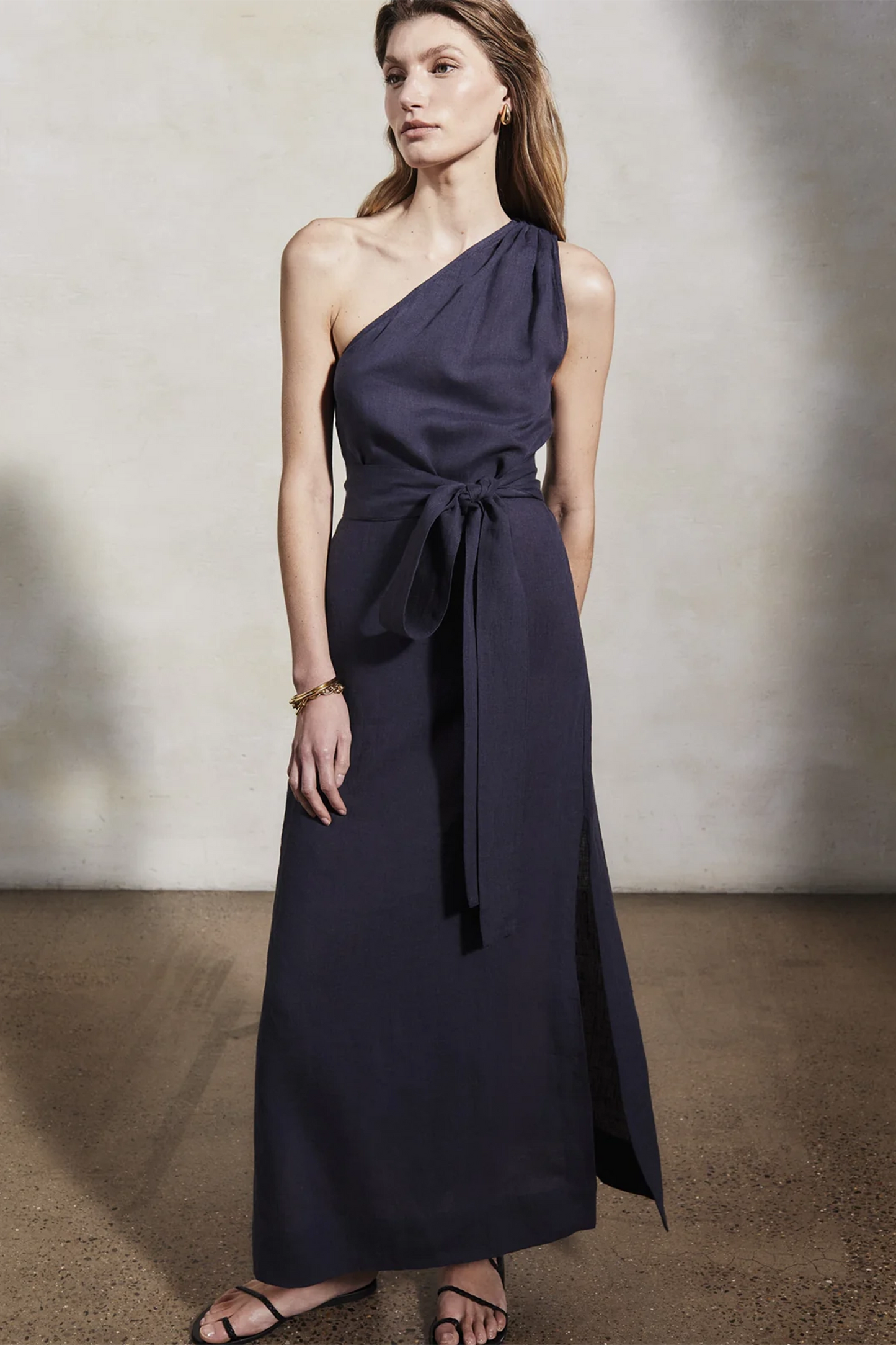 Athena - Midnight Linen Dress
