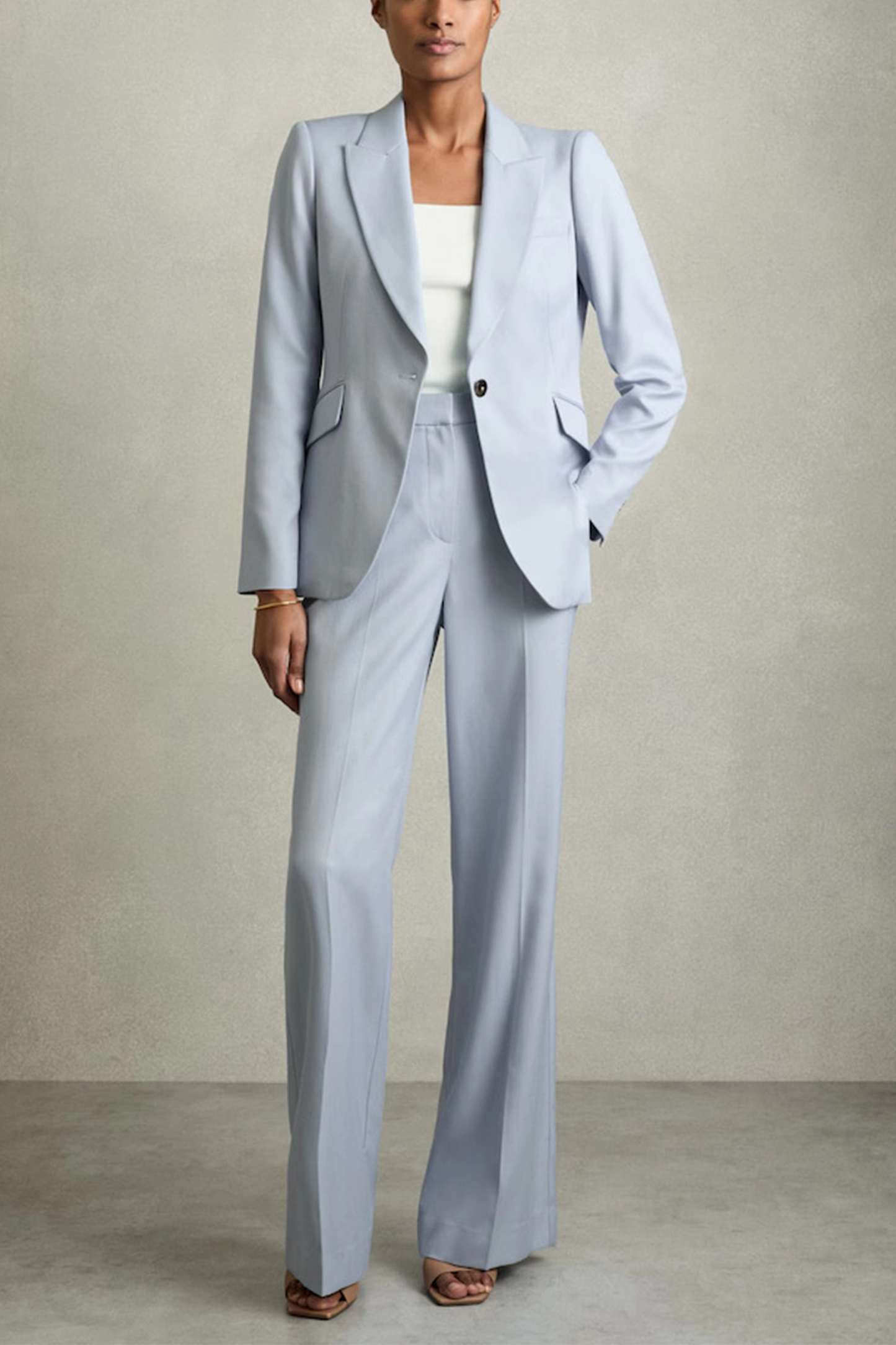 Millie Wide-Leg Tailored Trousers in Blue