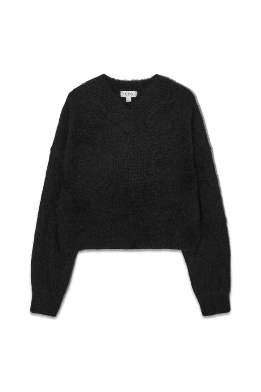 Cropped V-neck Mohair Jumper
