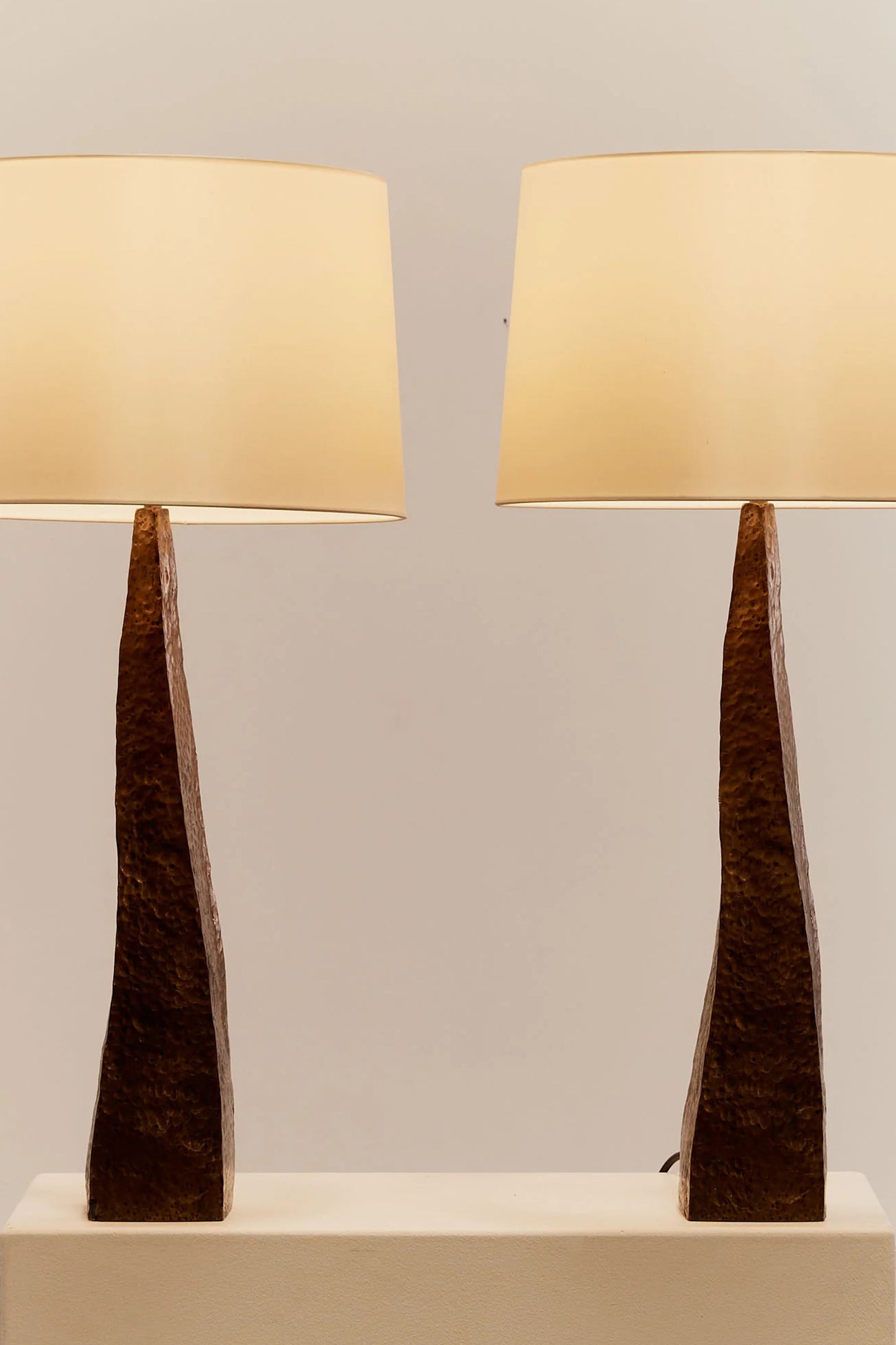 Hammered Finish Brutalist Table Lamps