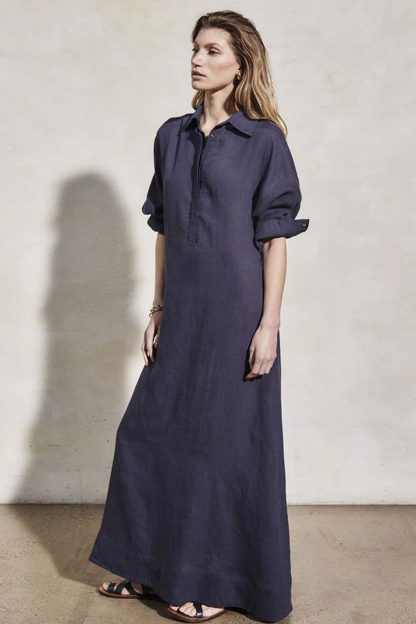 Kara - Midnight Linen Dress