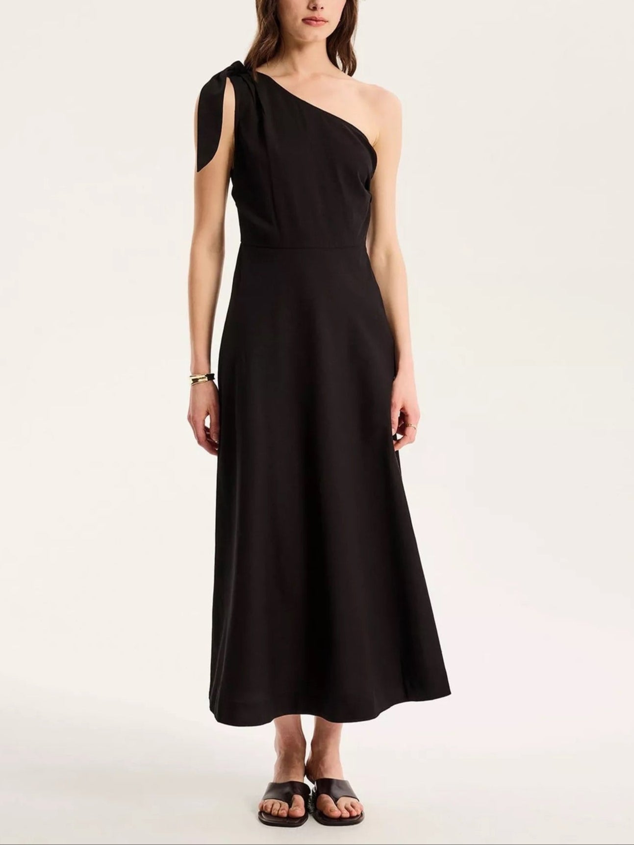 Junaya Linen Blend One Shoulder Dress