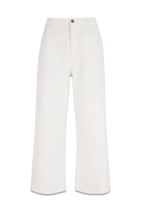 Monroe White Crop Wide Jeans