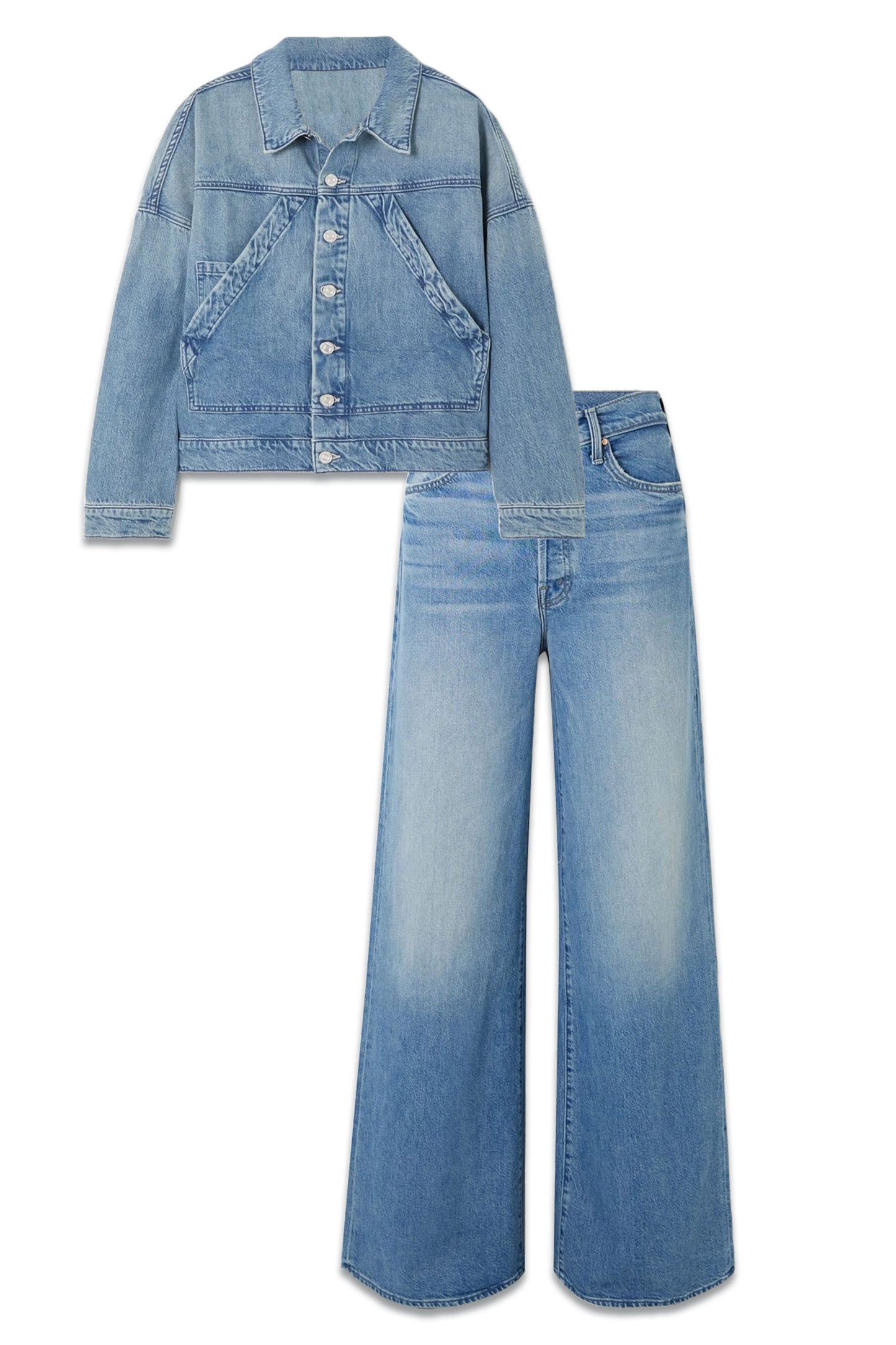 + NET SUSTAIN Denim Jacket & Wide-leg Jeans