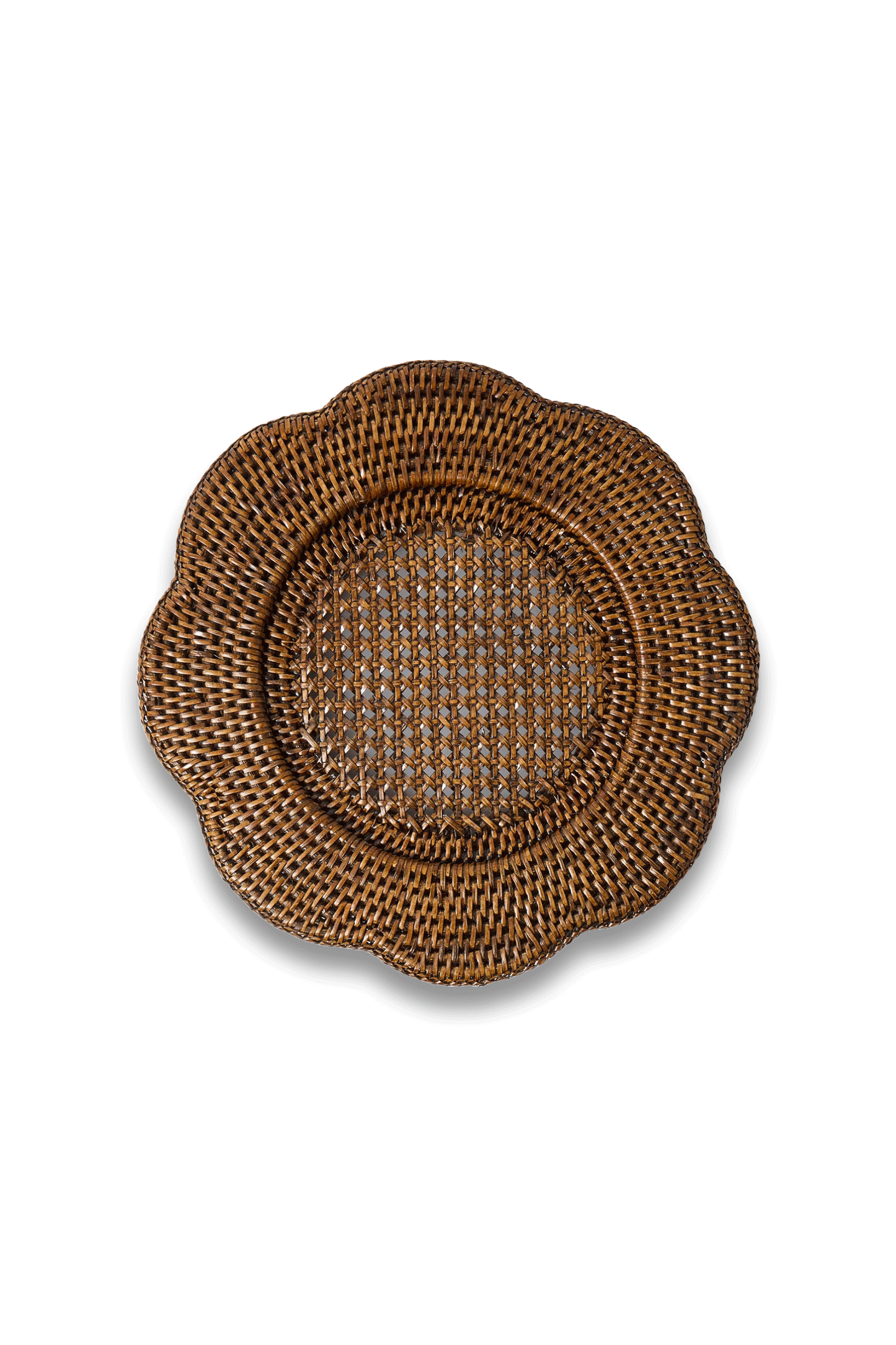 Brown Scalloped Rattan Charger Plates (Set of 4)