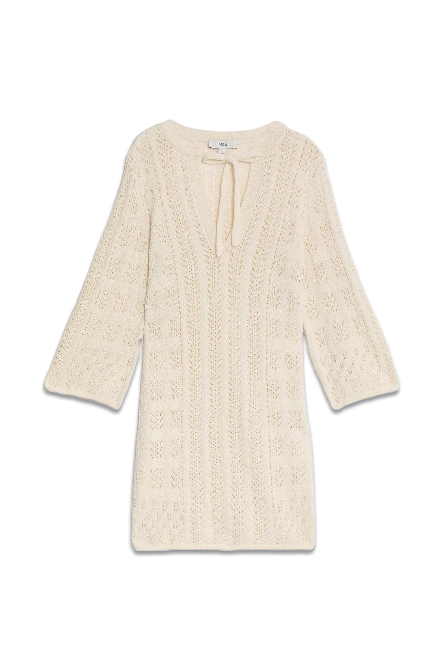 Cotton Rich Textured V-Neck Knitted Dress