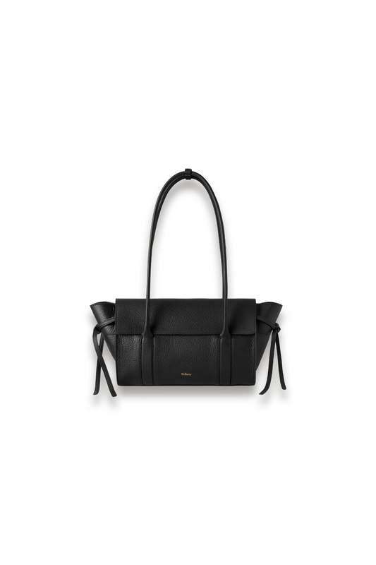 Small Soft Bayswater Handbag, Black Heavy Grain