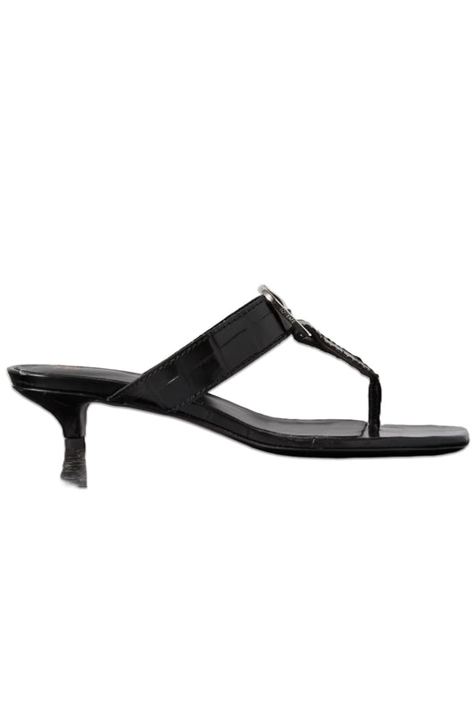 + NET SUSTAIN The Belted Croco Flip-Flop Croc-Effect Leather Mules