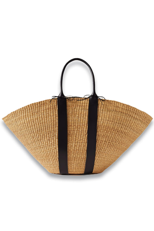Sophie Maxi Leather-Trimmed Woven Straw Tote